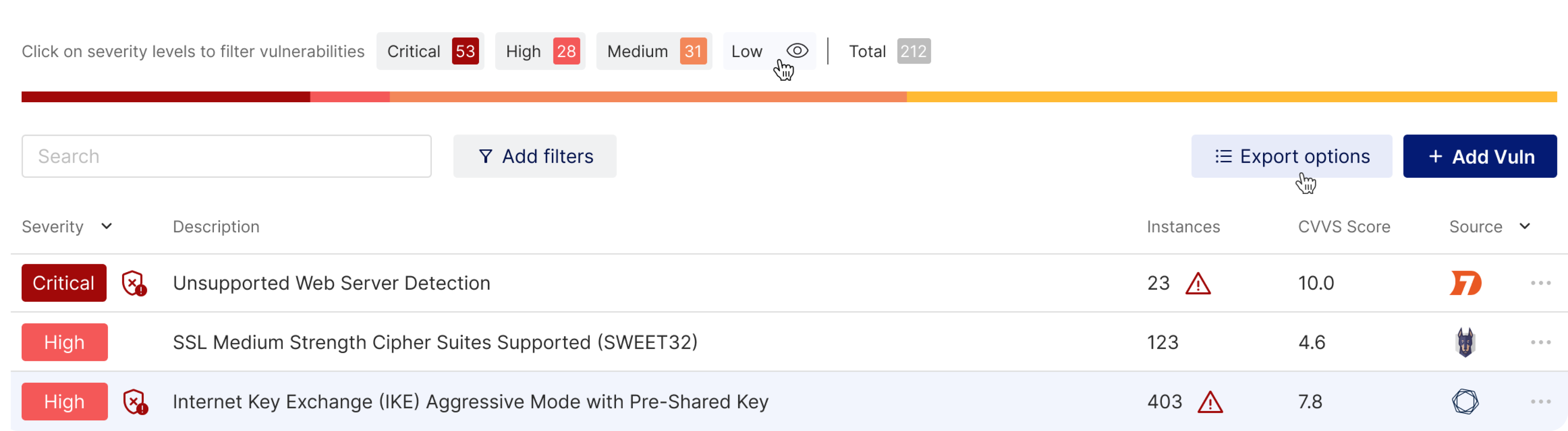 Exporting, updating, and editing vulnerabilities