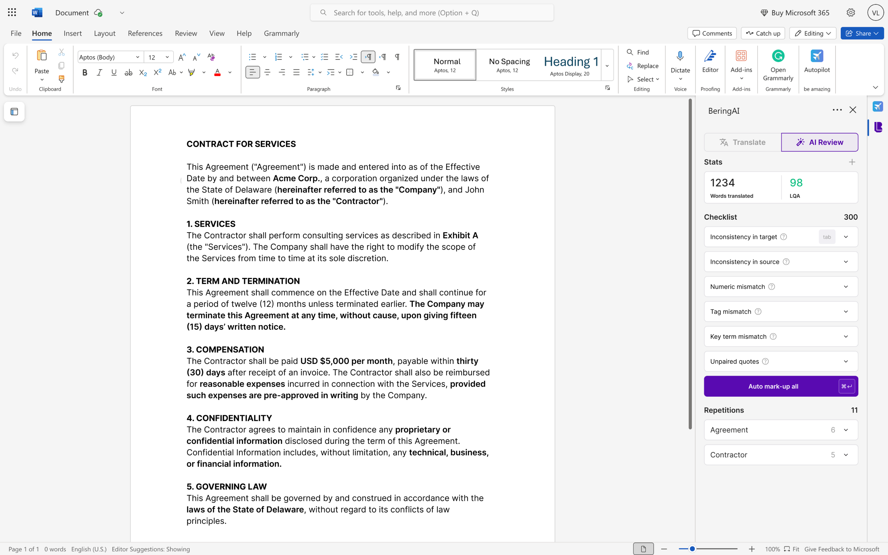 AI-driven review interface
