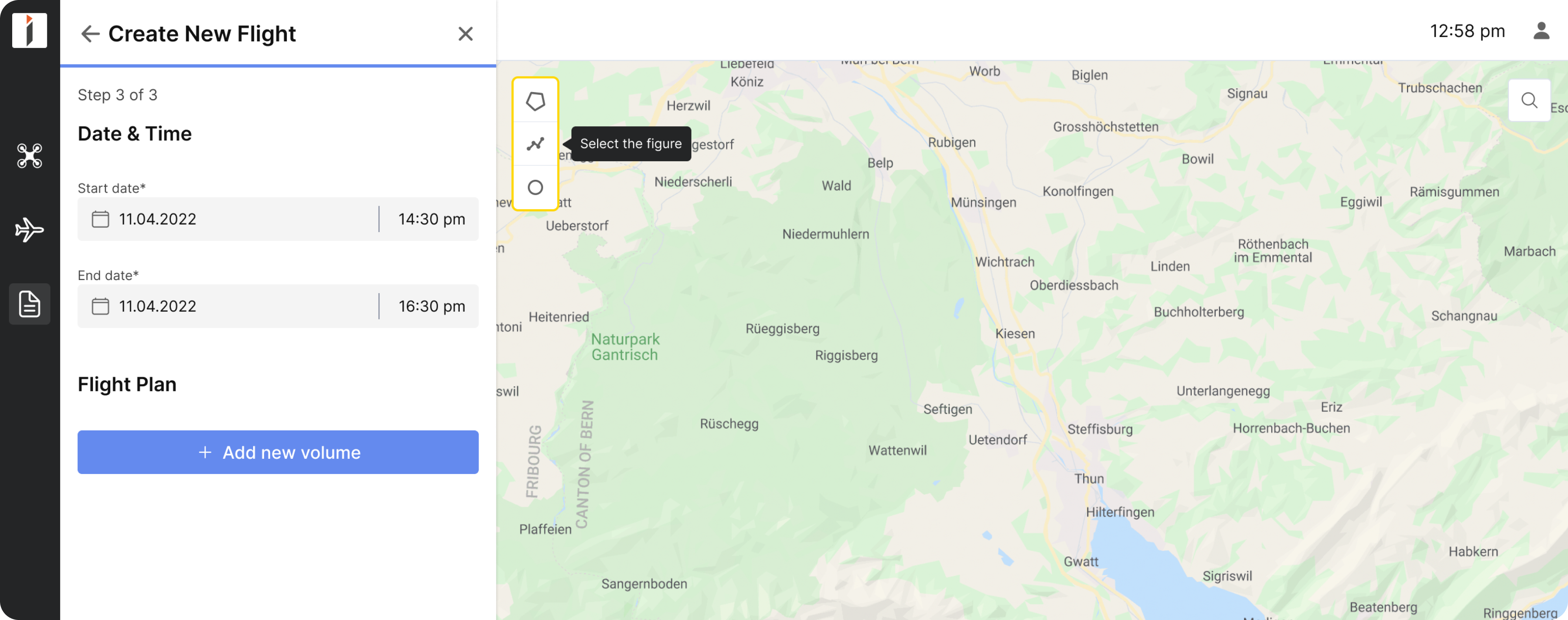 date picker UI and UX for drone management SaaS platform