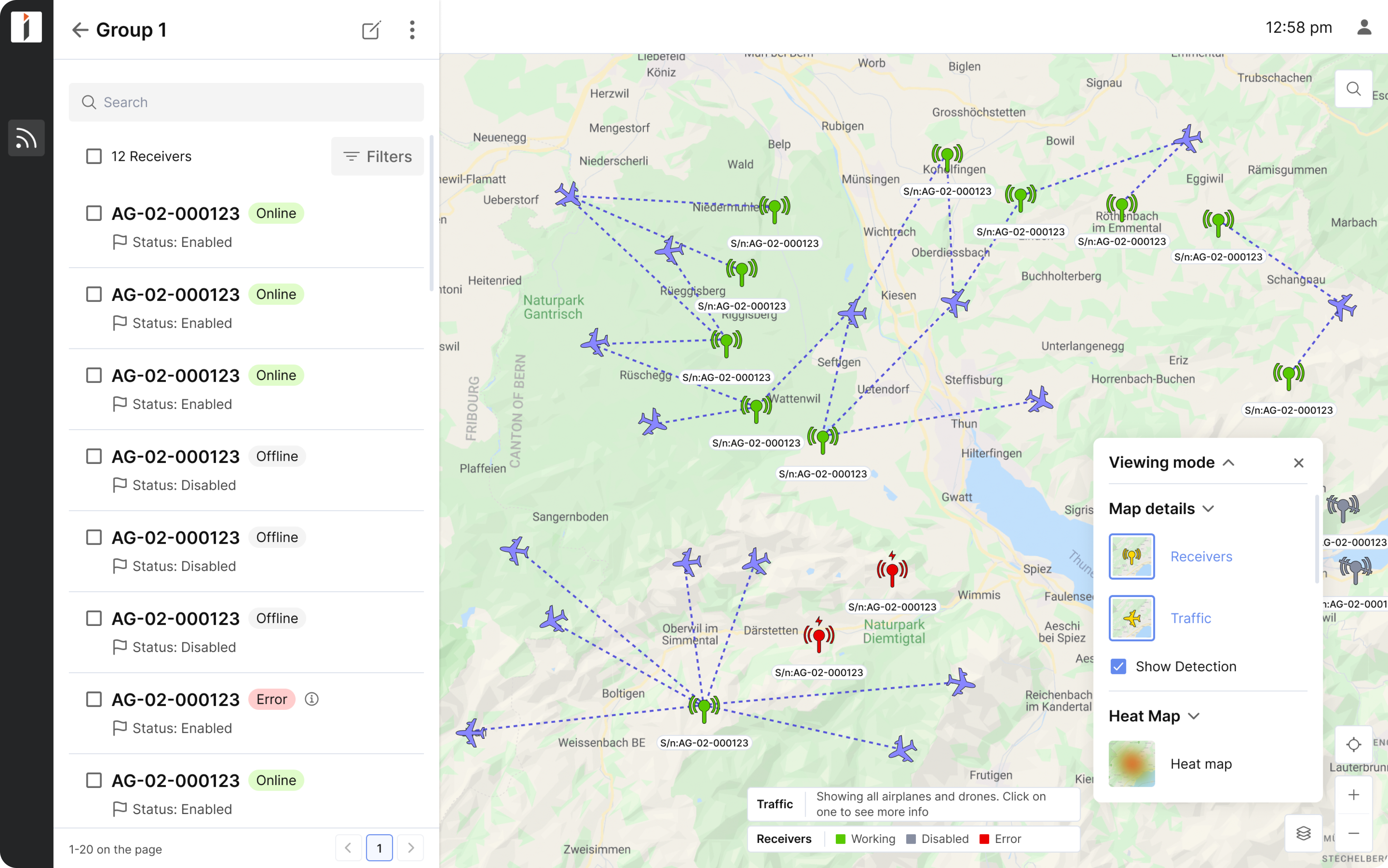 flight tracking visualisation design example that takes into account accessibility standarts 
