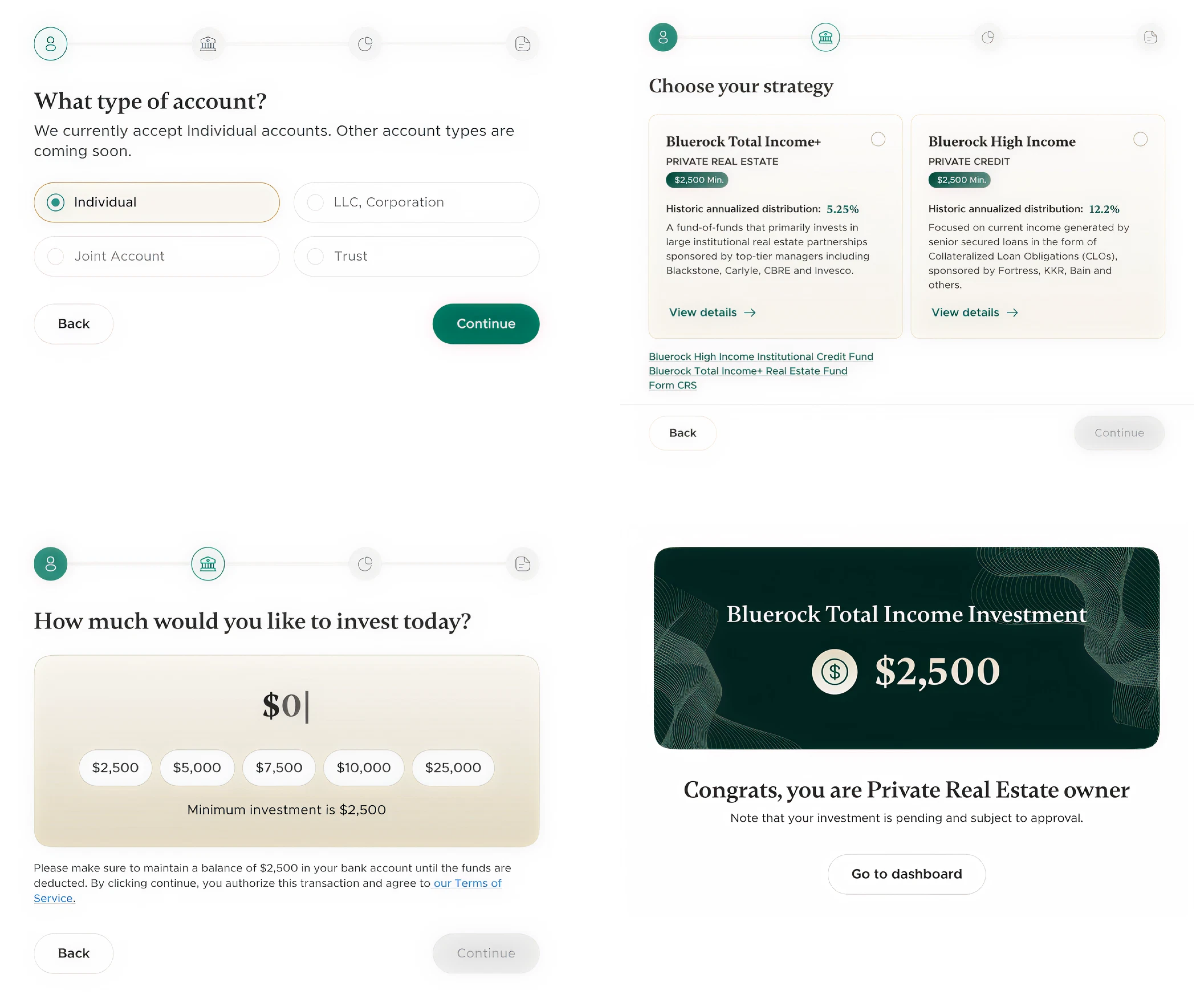 4-step guided onboarding flow
