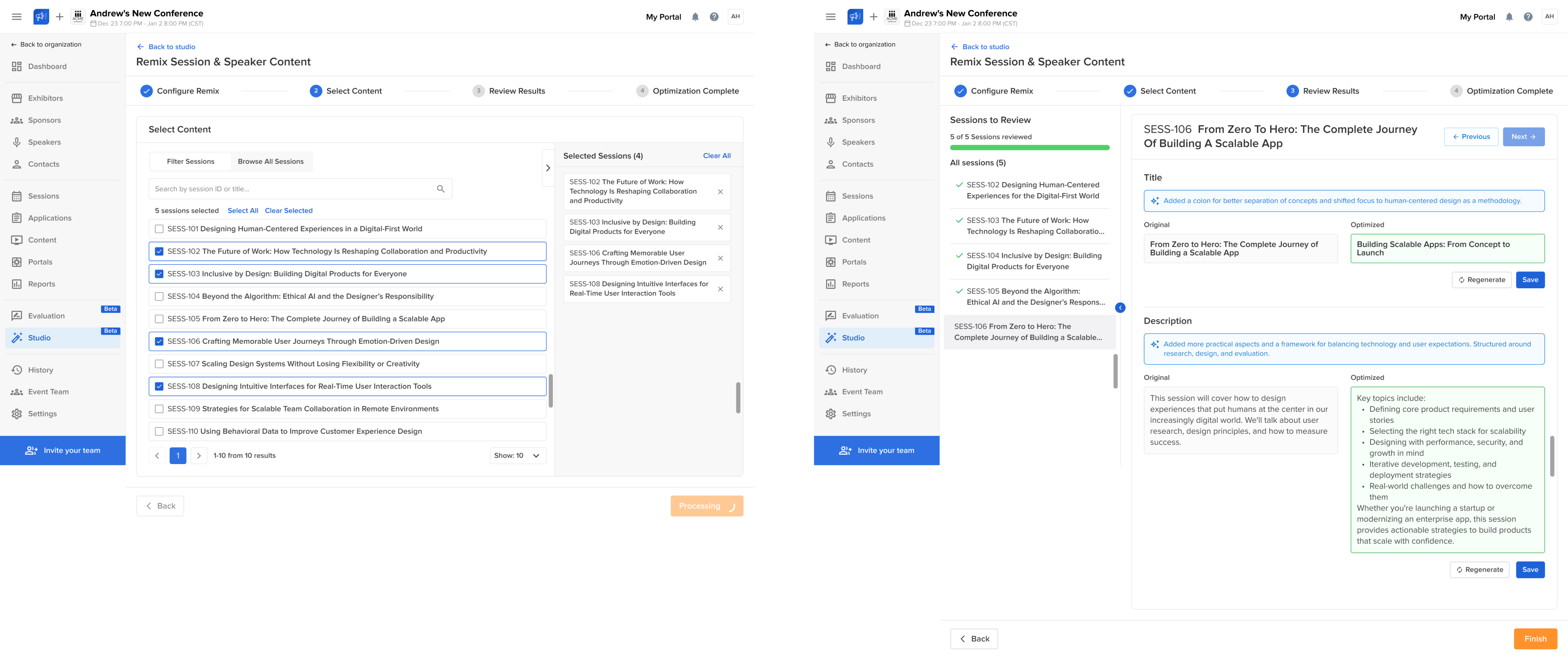 Sessionboard ‍Studio AI flow