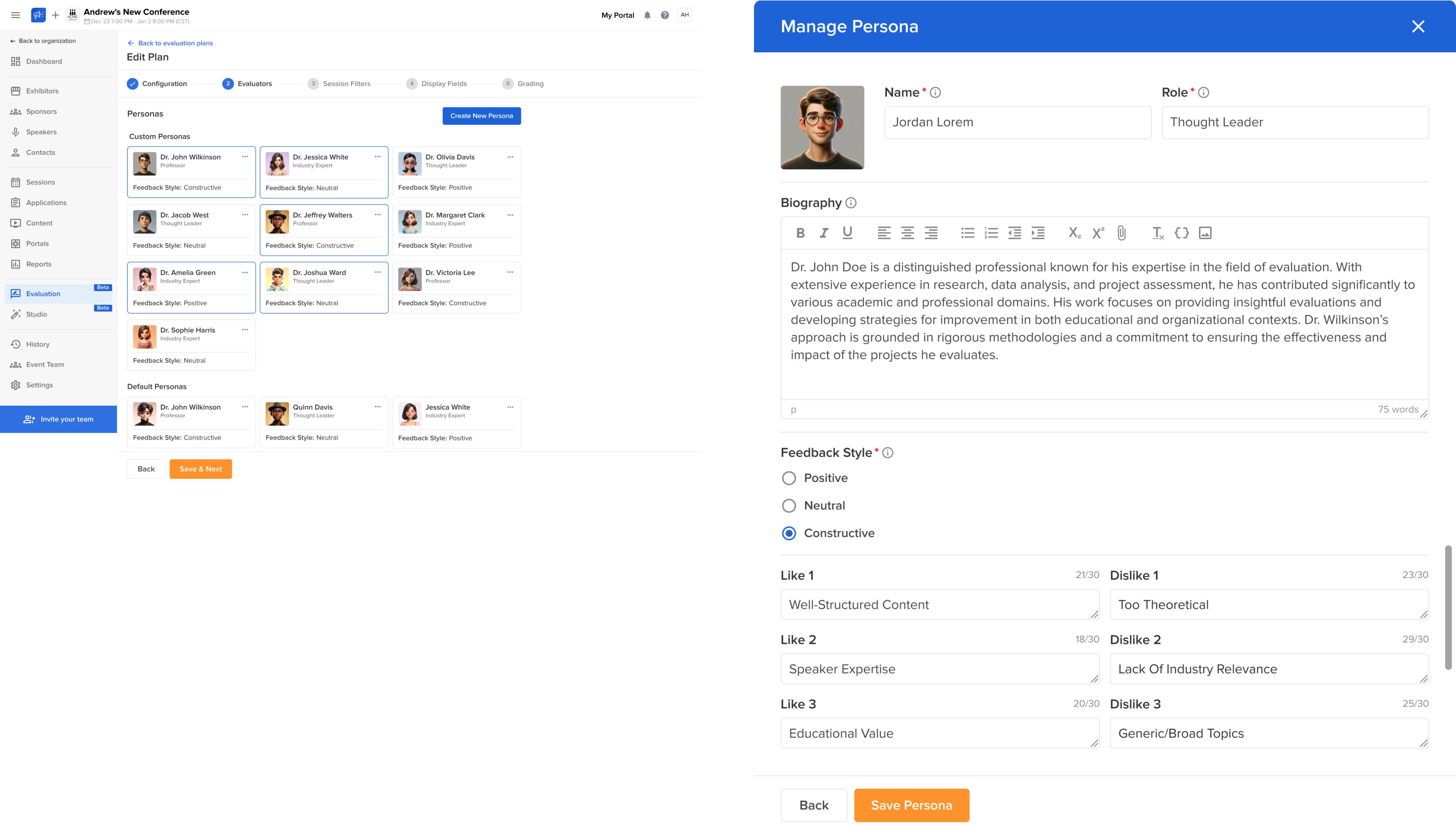 Sessionboard ‍evaluation AI personas before redesign