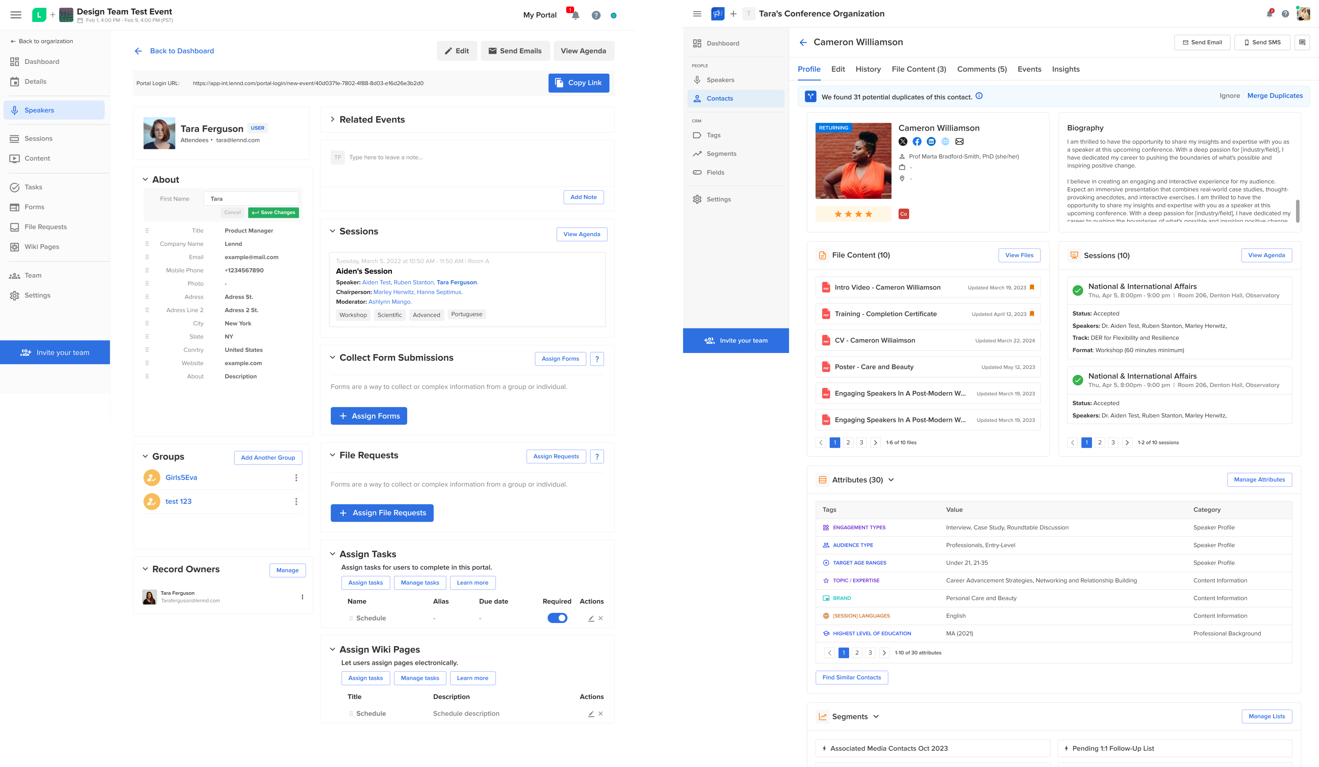 Sessionboard new contacts page