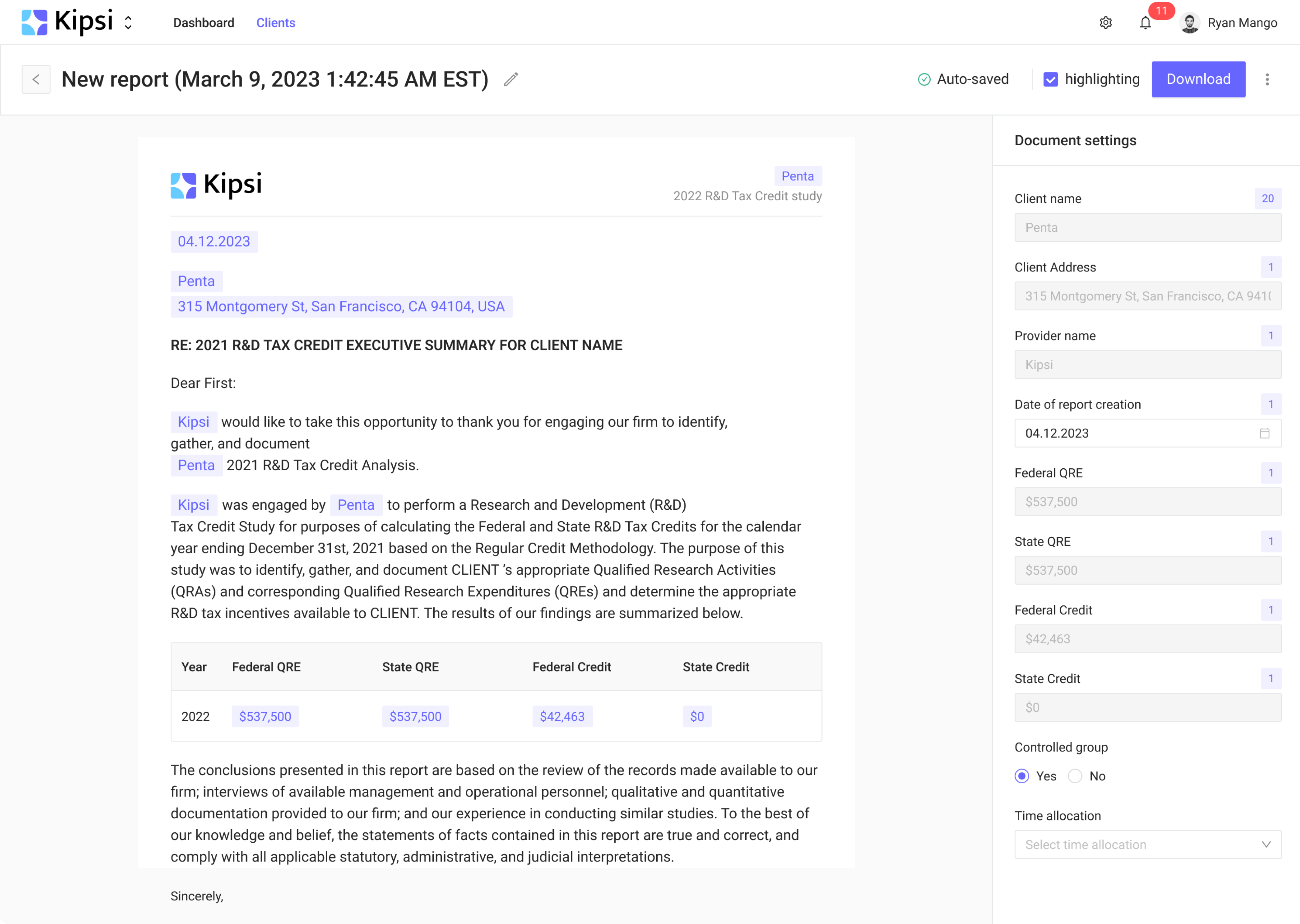 The new report section