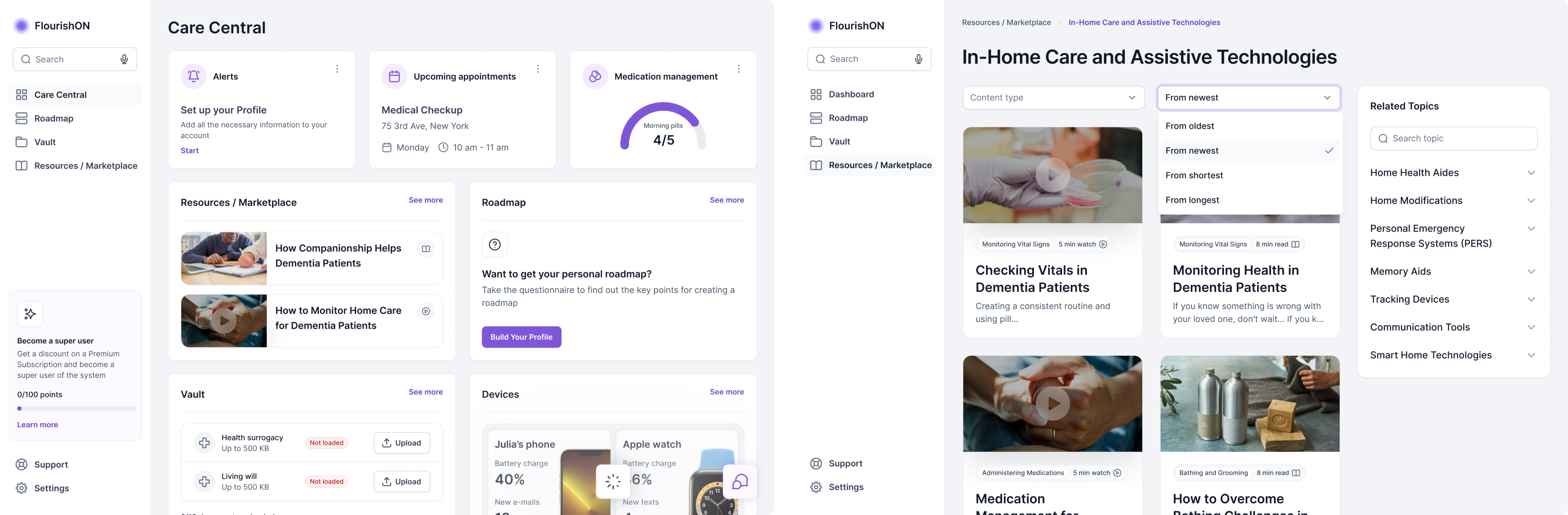 Dashboards grouped by date and categories