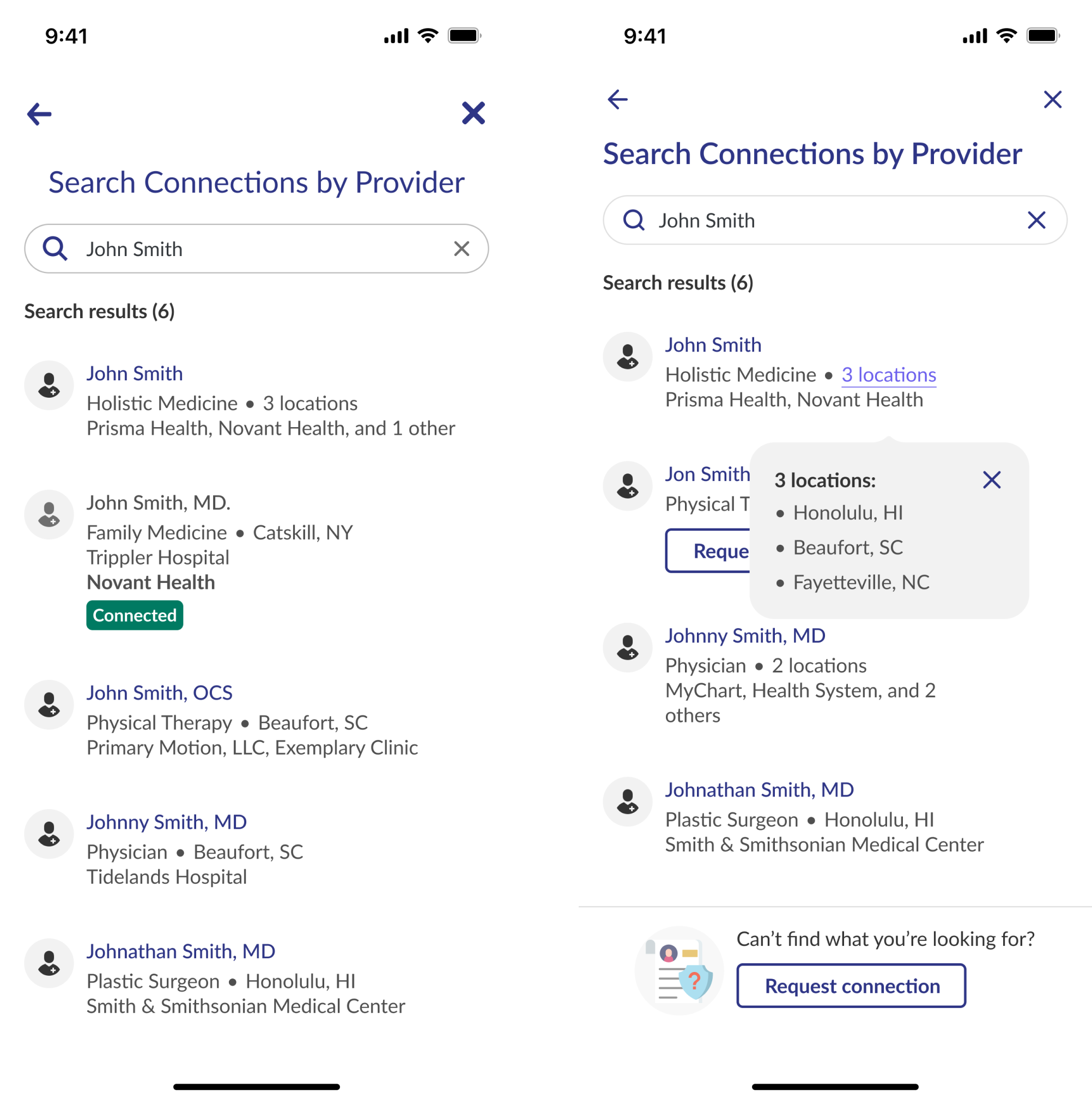 healthcare app interface design example 