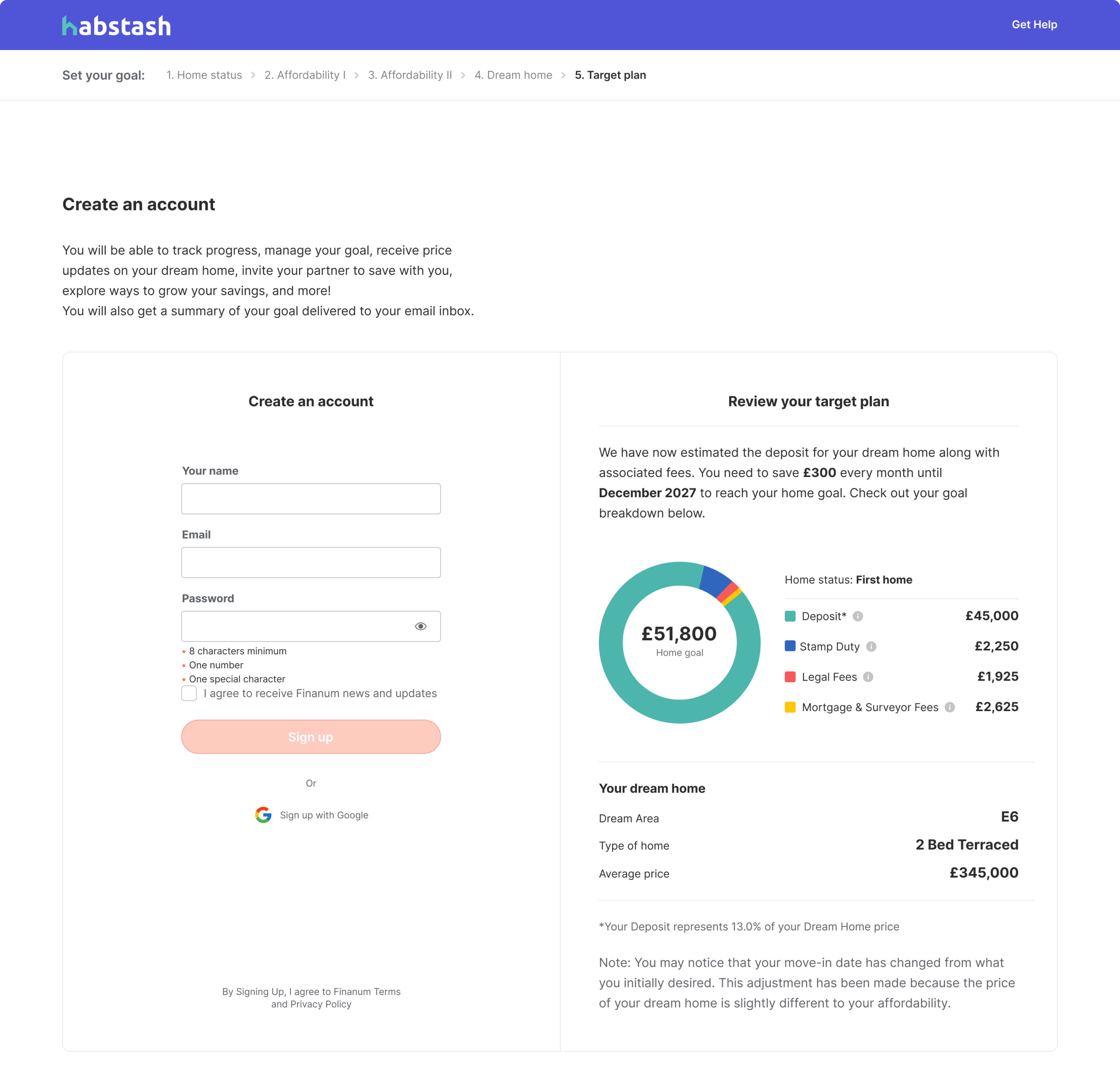 financial goal graph visualisation for a fintech SaaS 