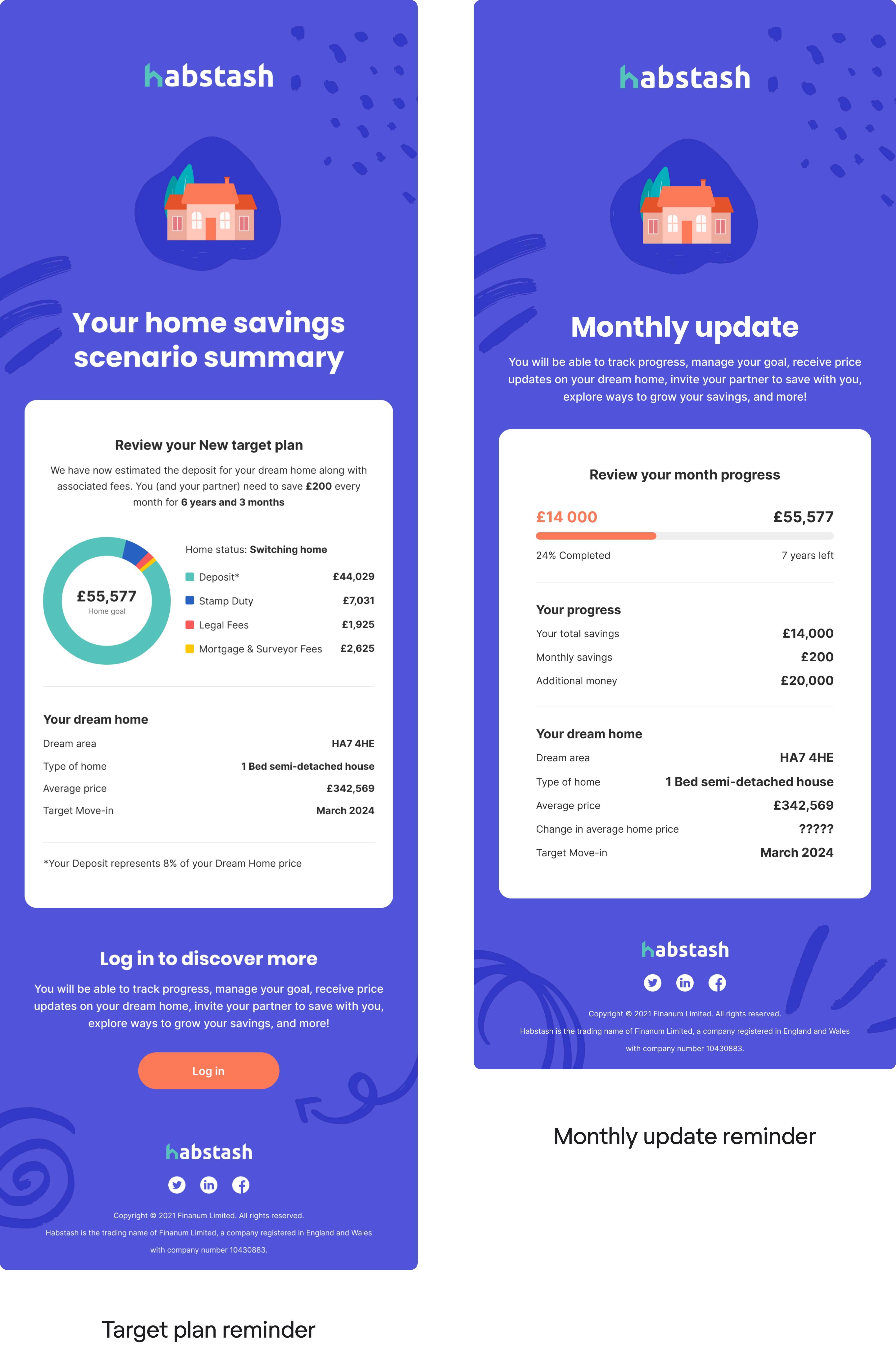 email reminders design example for a fintech SaaS platform