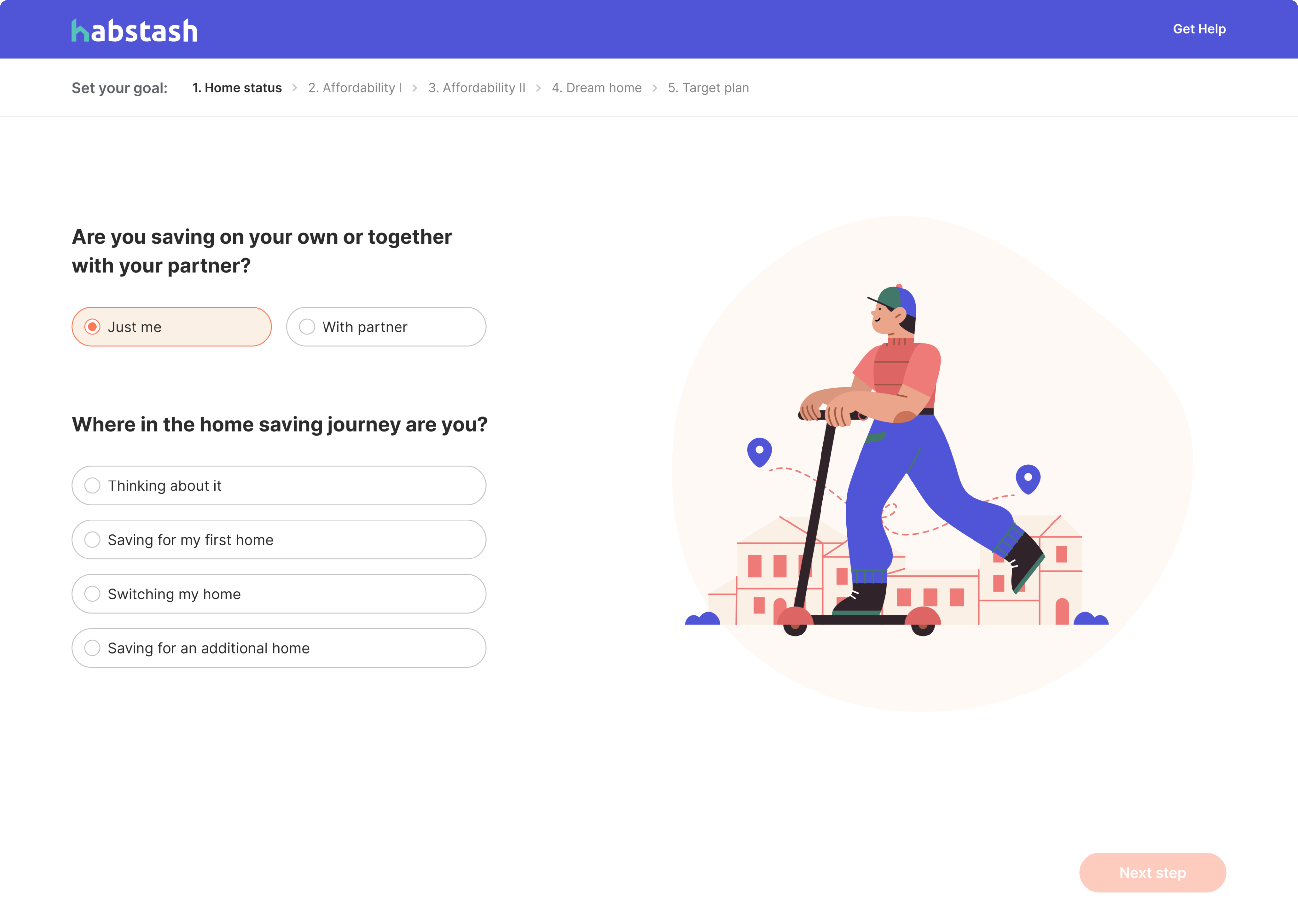 interface design example of a financial app, money saving feature 