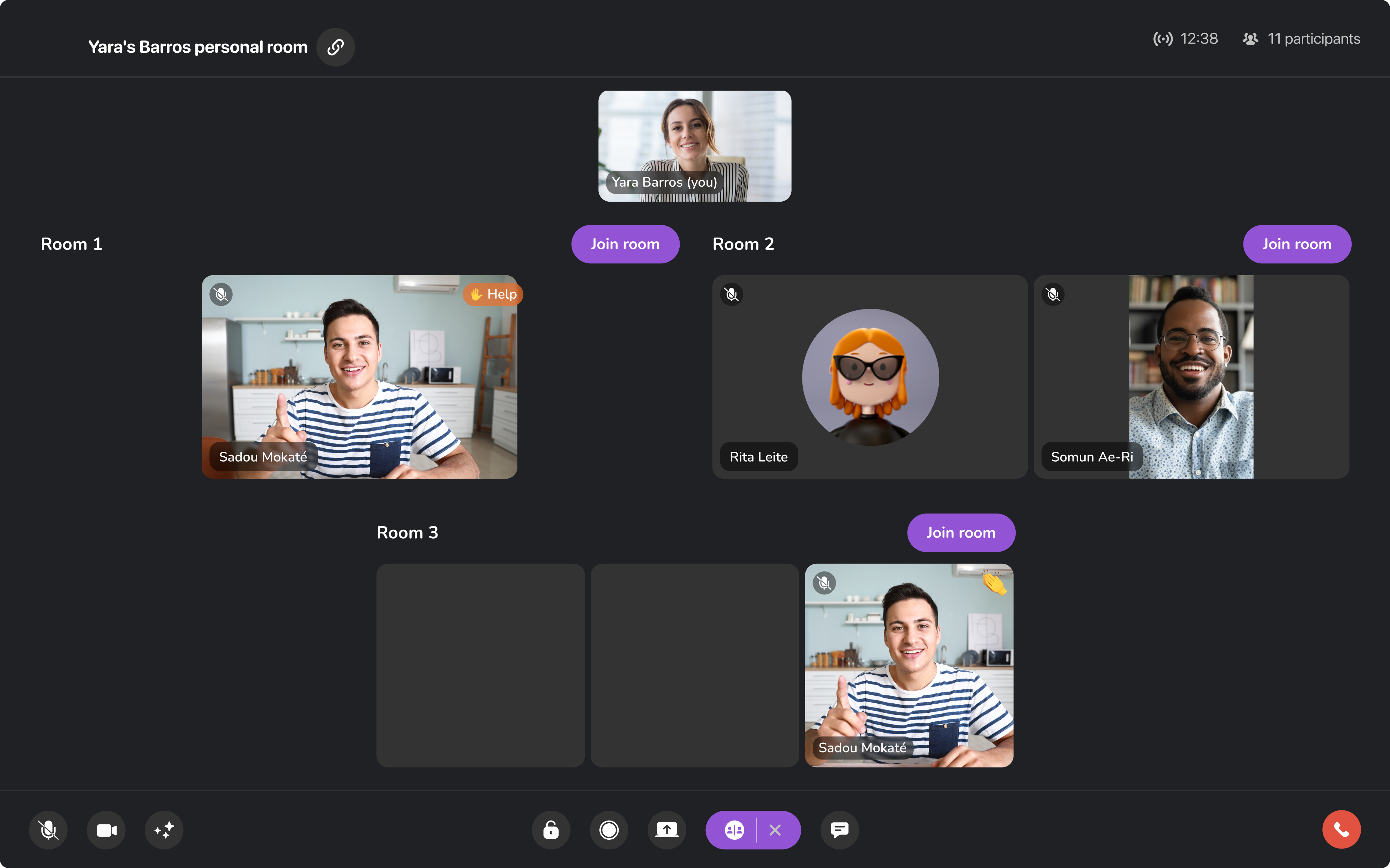 Different screen views when splitting students into group
