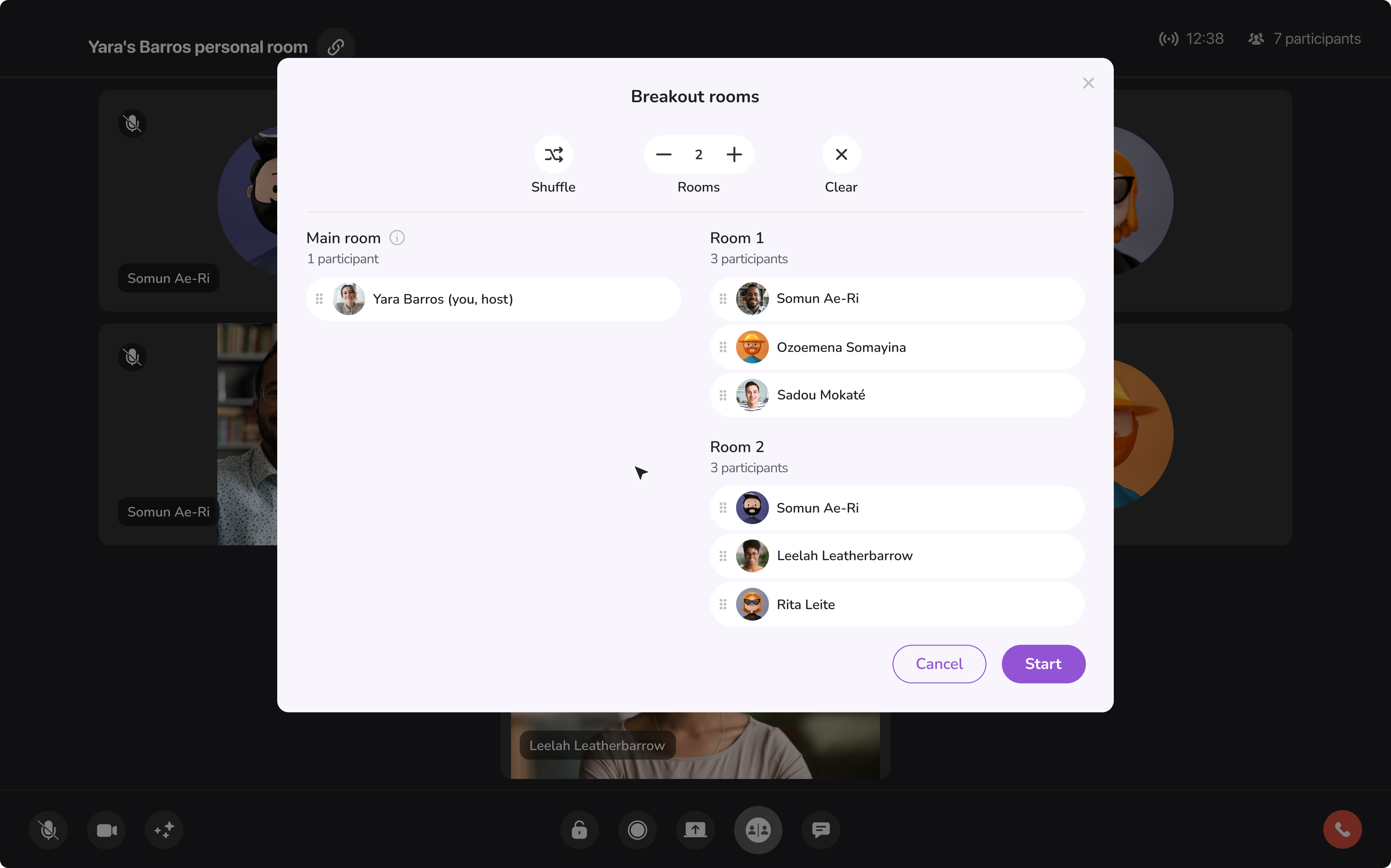 breakout rooms interface