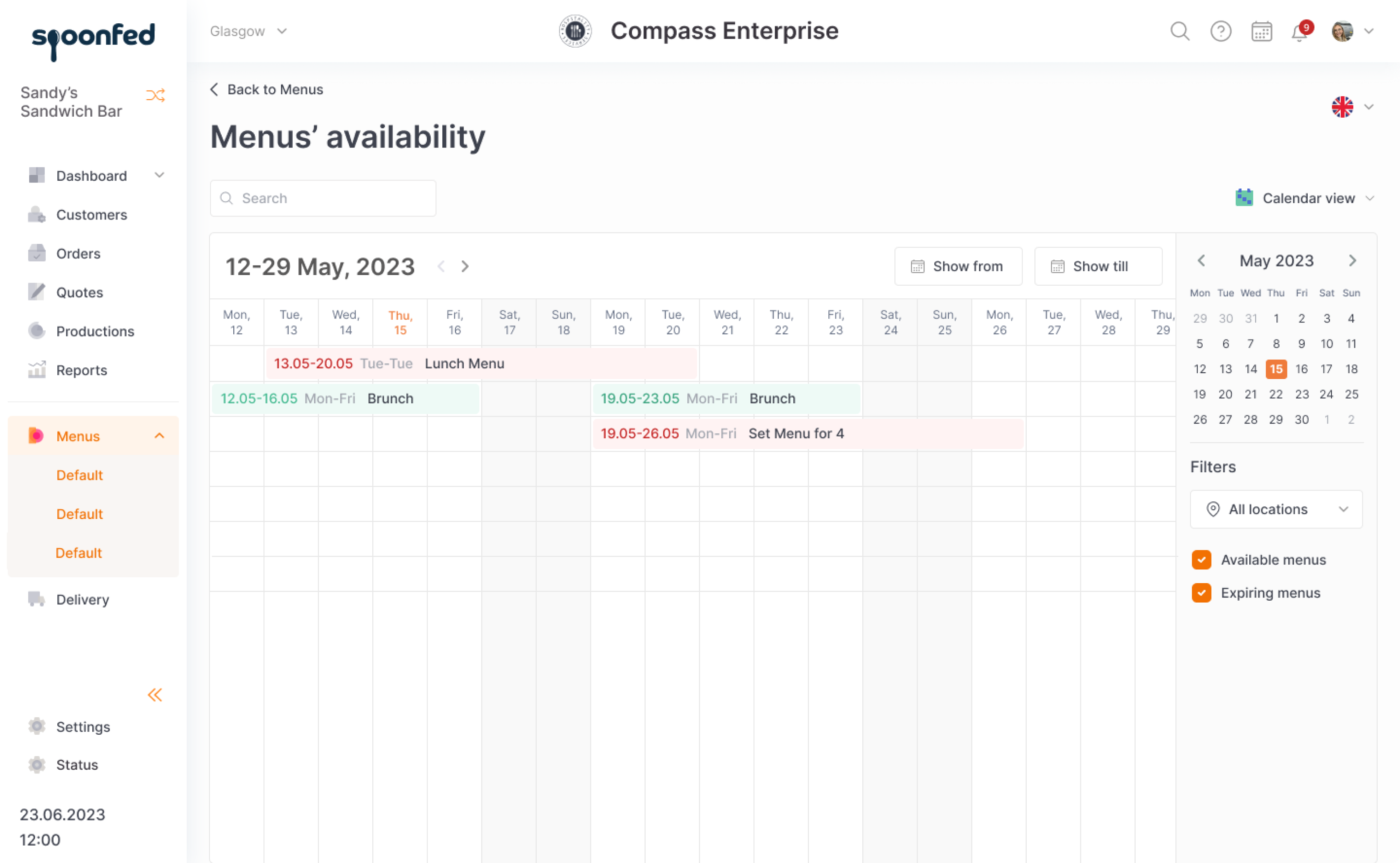 Calendar view via a simple visualization