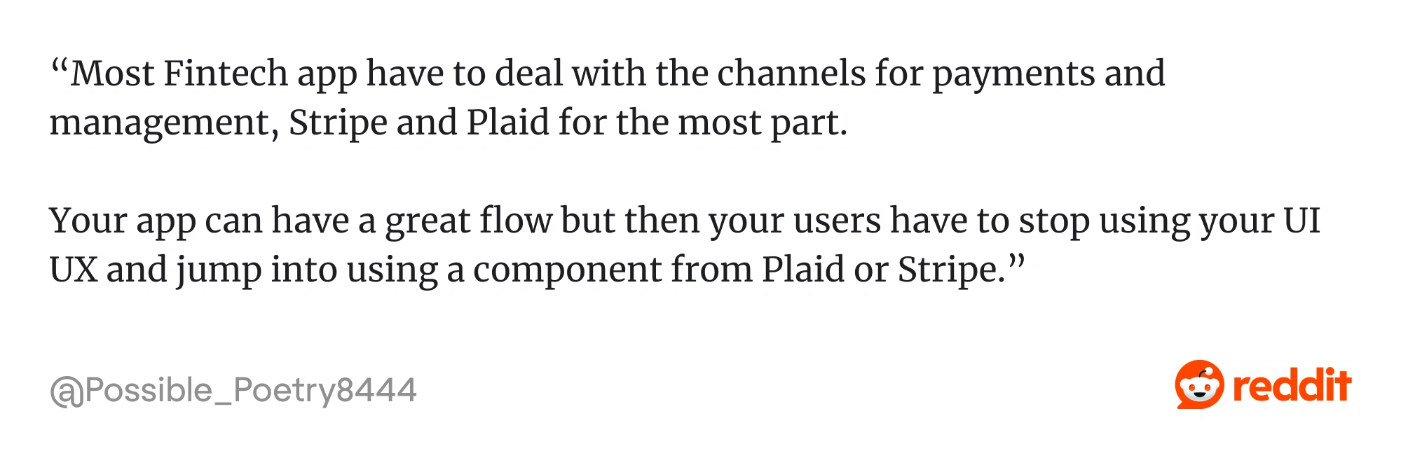 Reddit insight on fintech ux