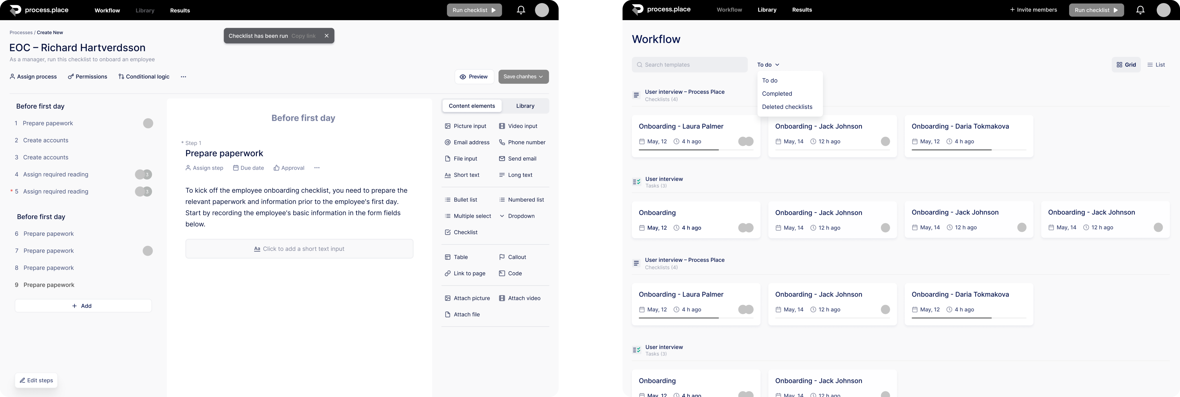 Process Place workflow