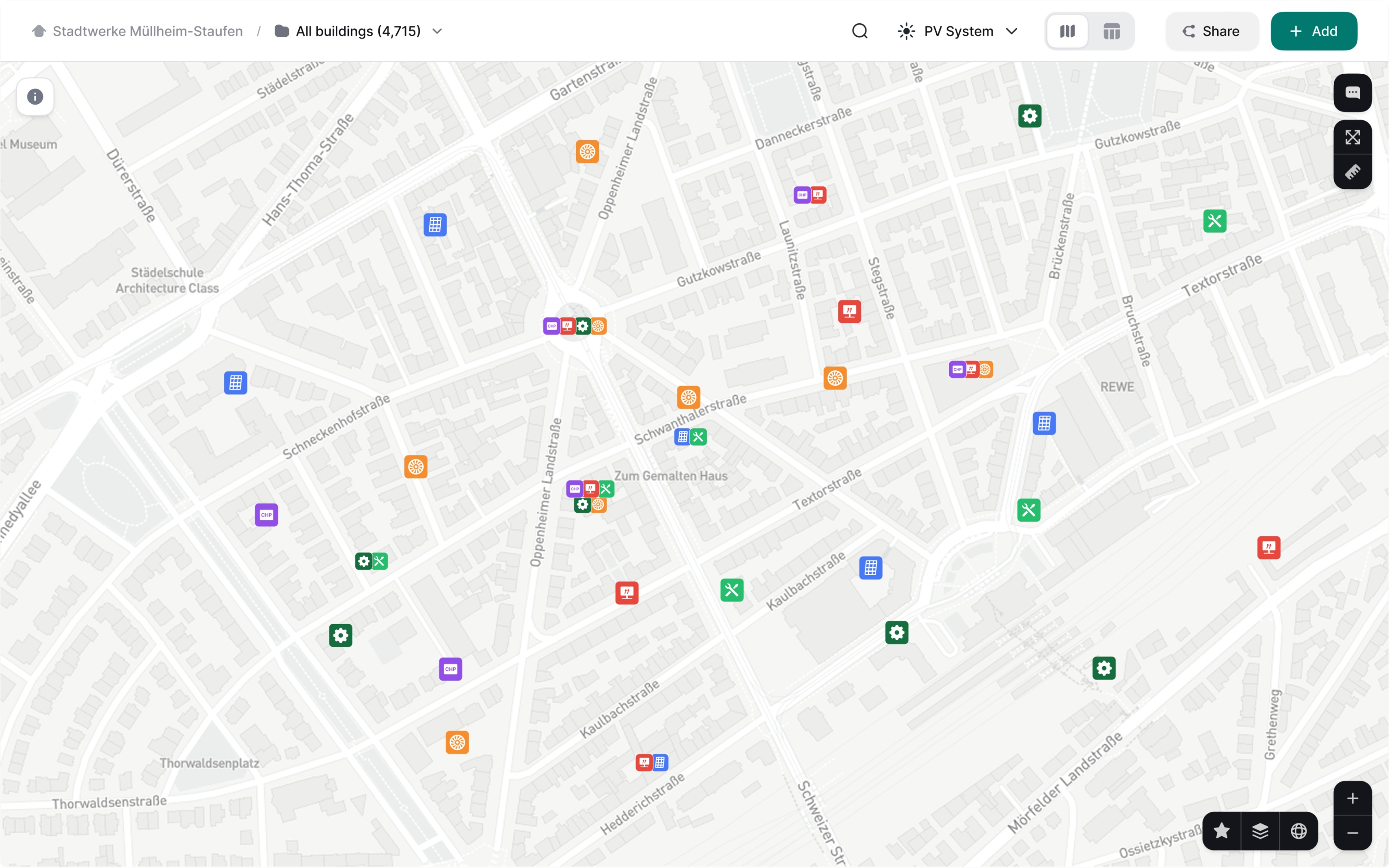 Map interface in Greenventory