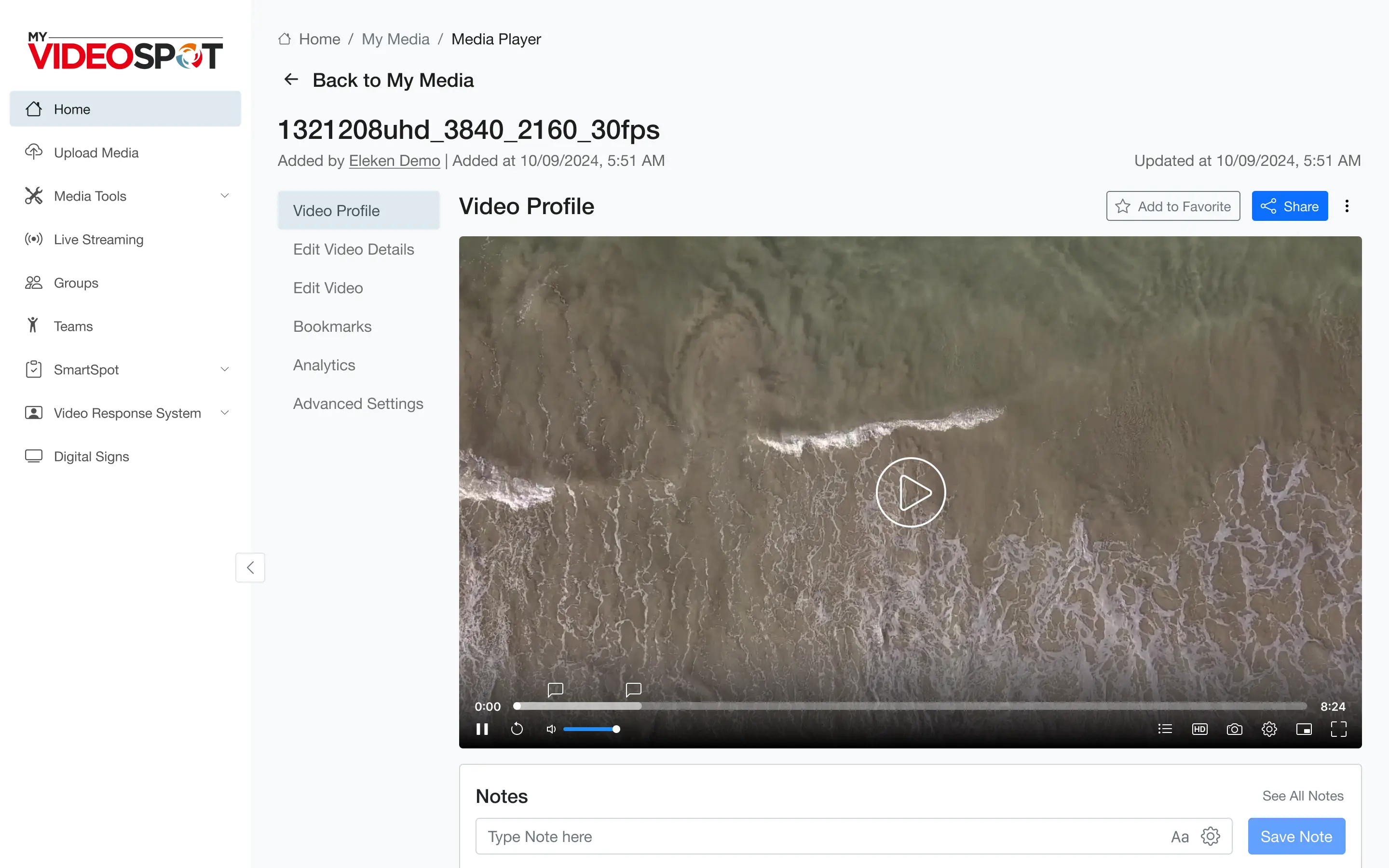 Enhanced sidebar navigation for My Video Spot