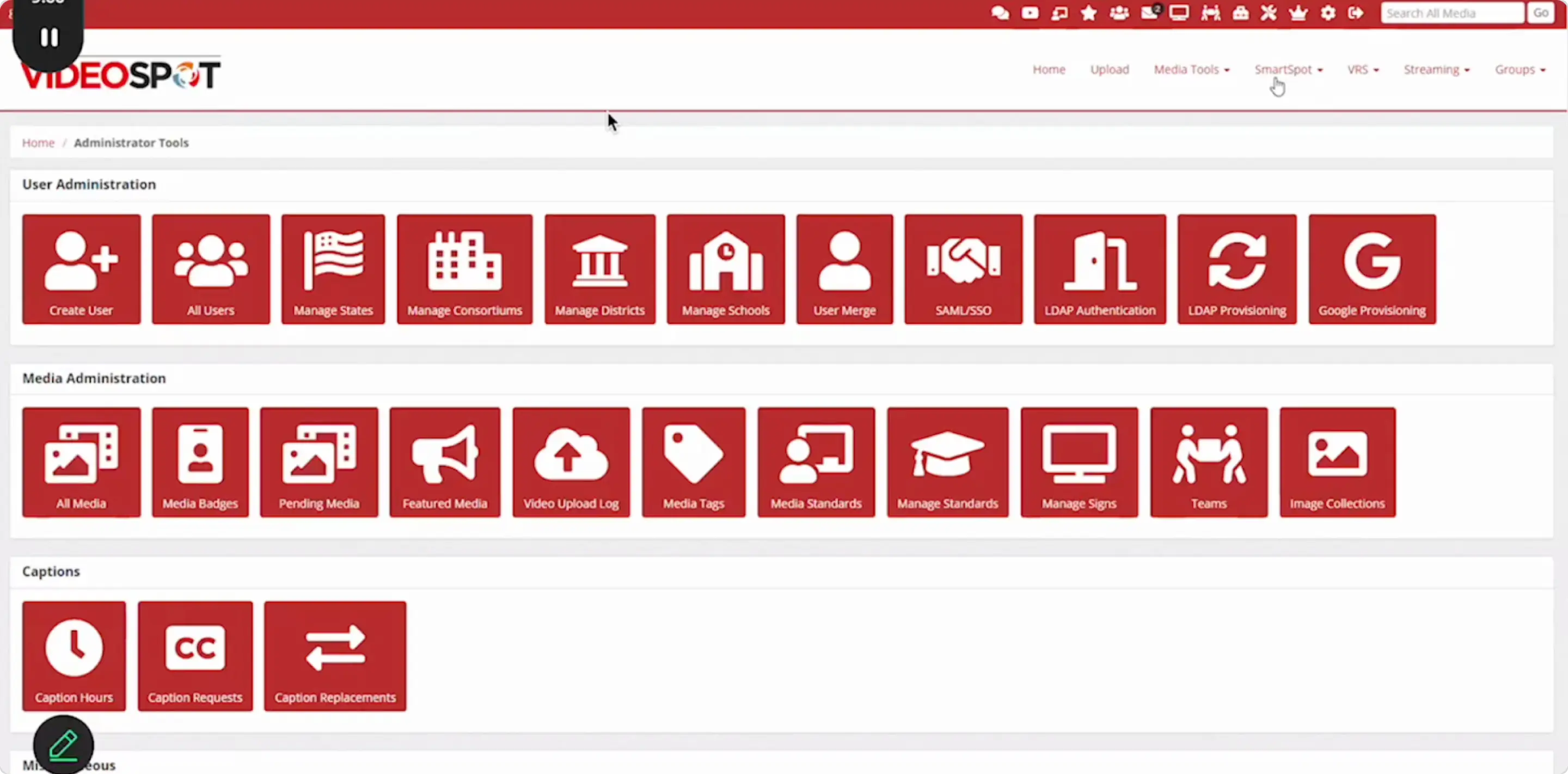 The redesign of the Administrator tools for My Video Spot