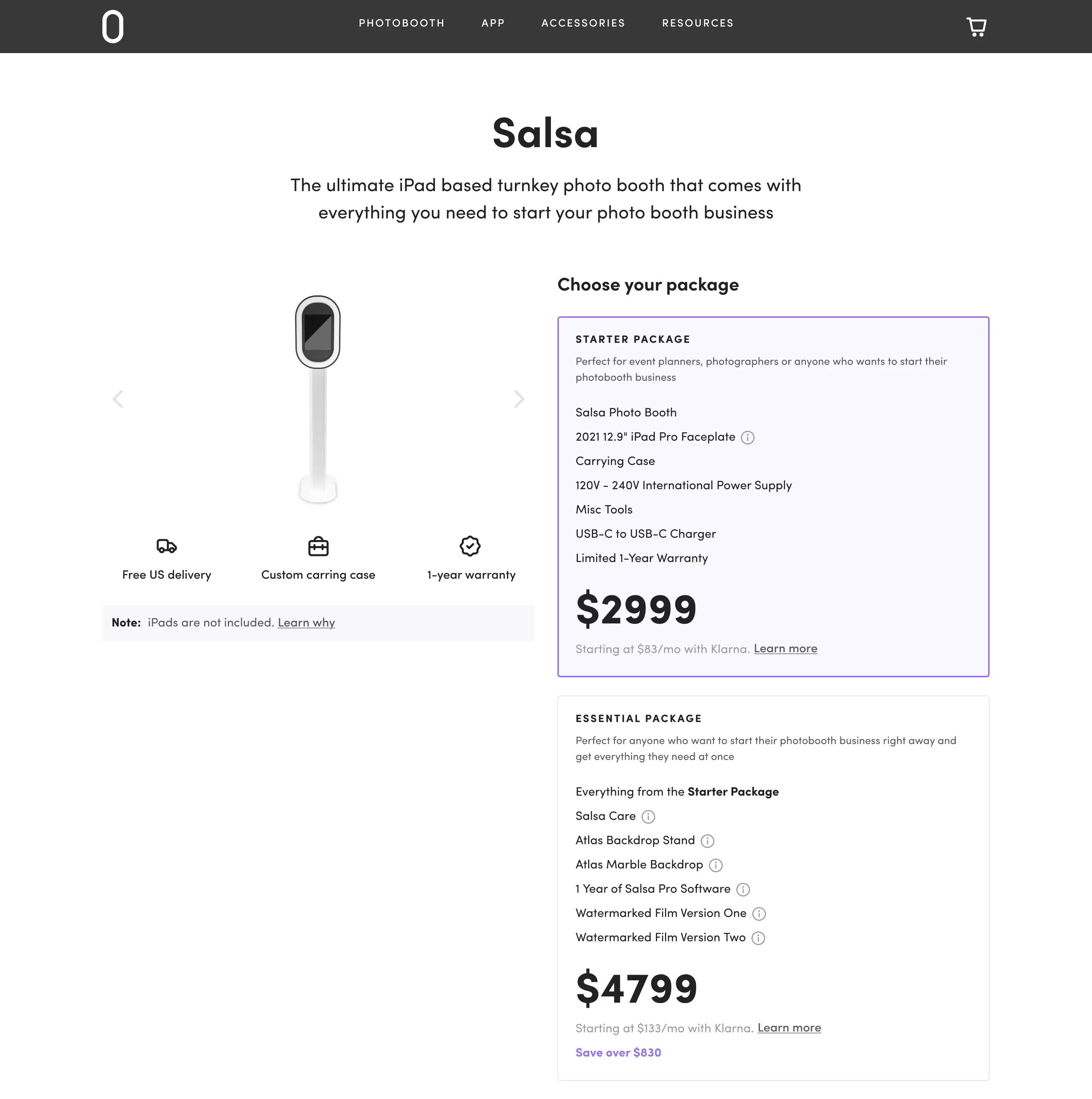 Photobooth Supply – product’s bundle page design 