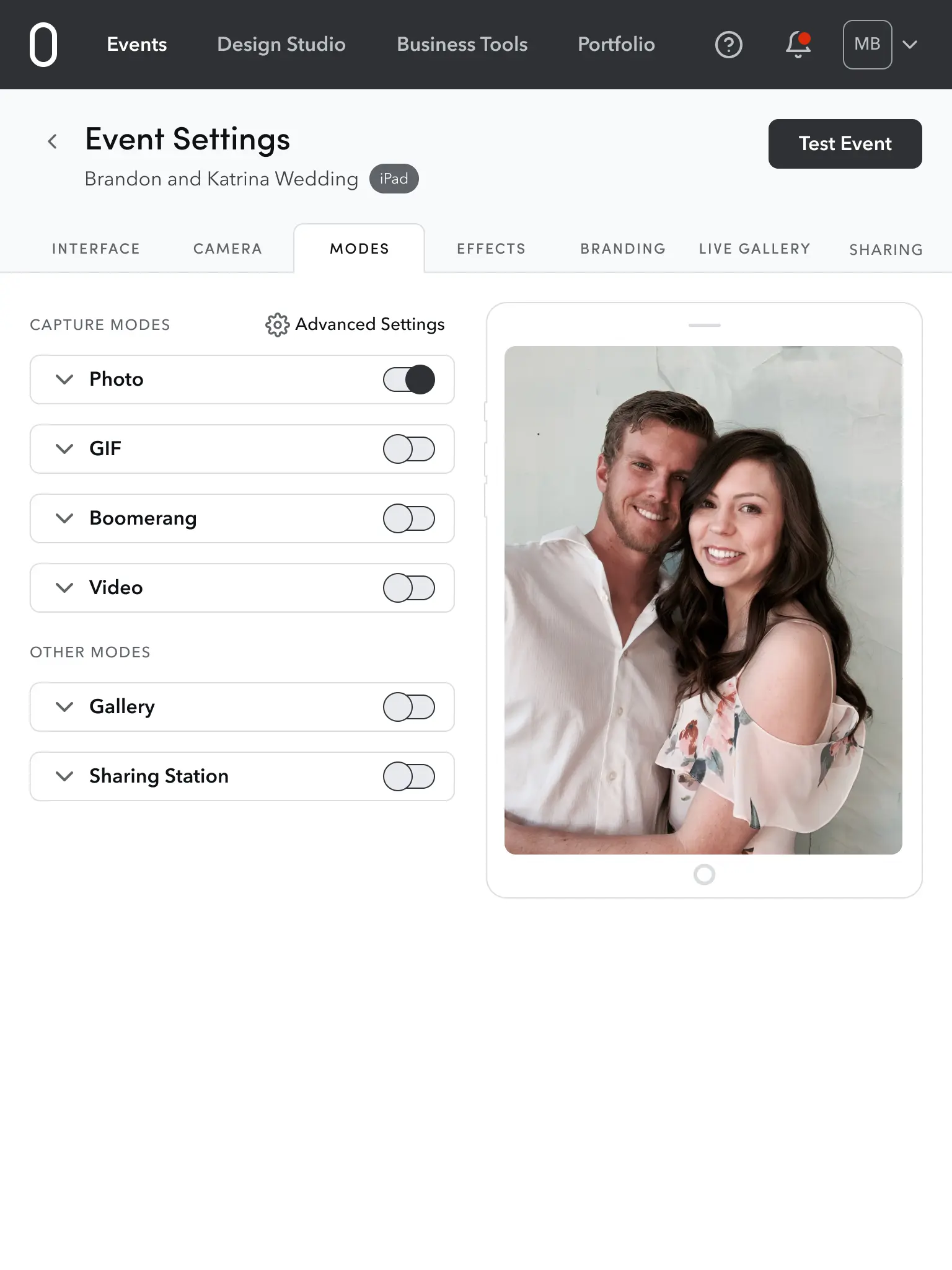 UI redesign for Photobooth Supply