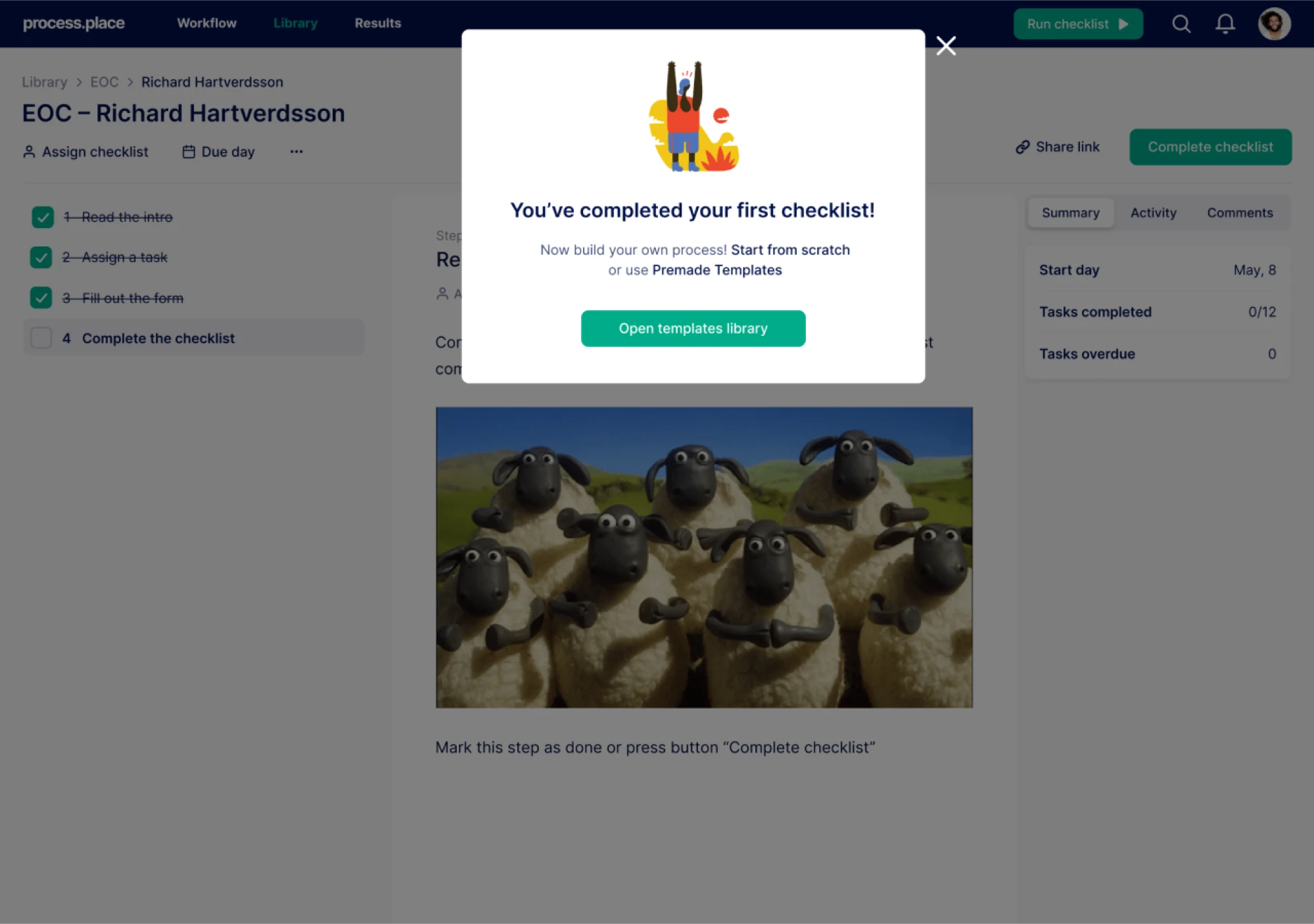 status change interface design example