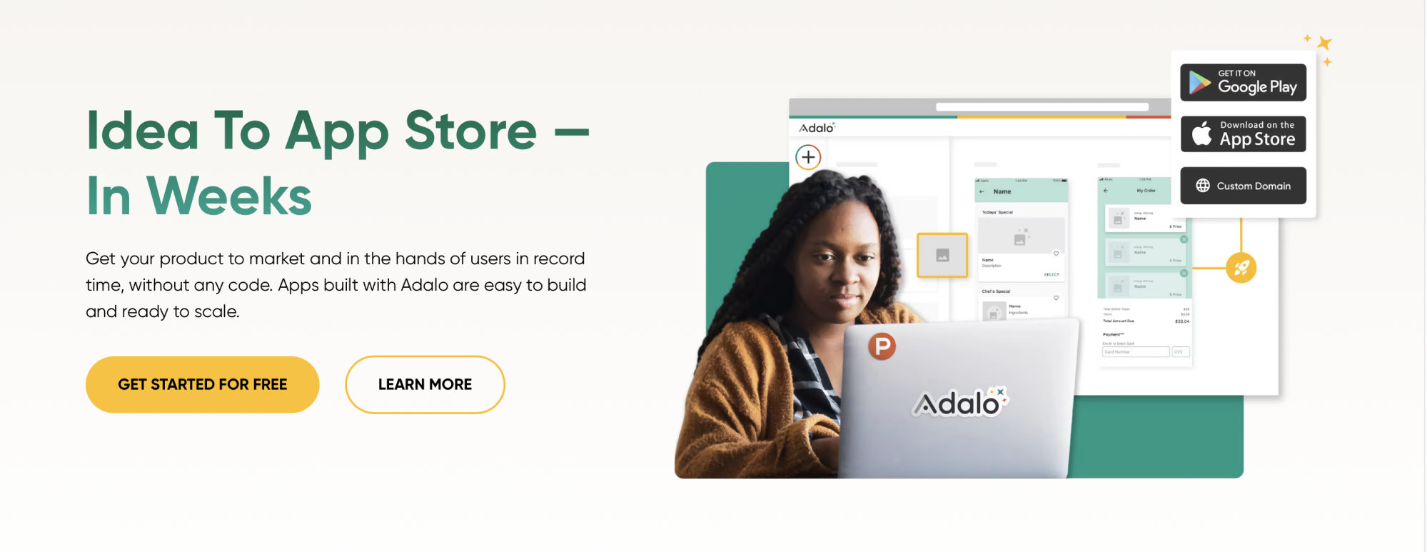 overview of a low code app Adalo