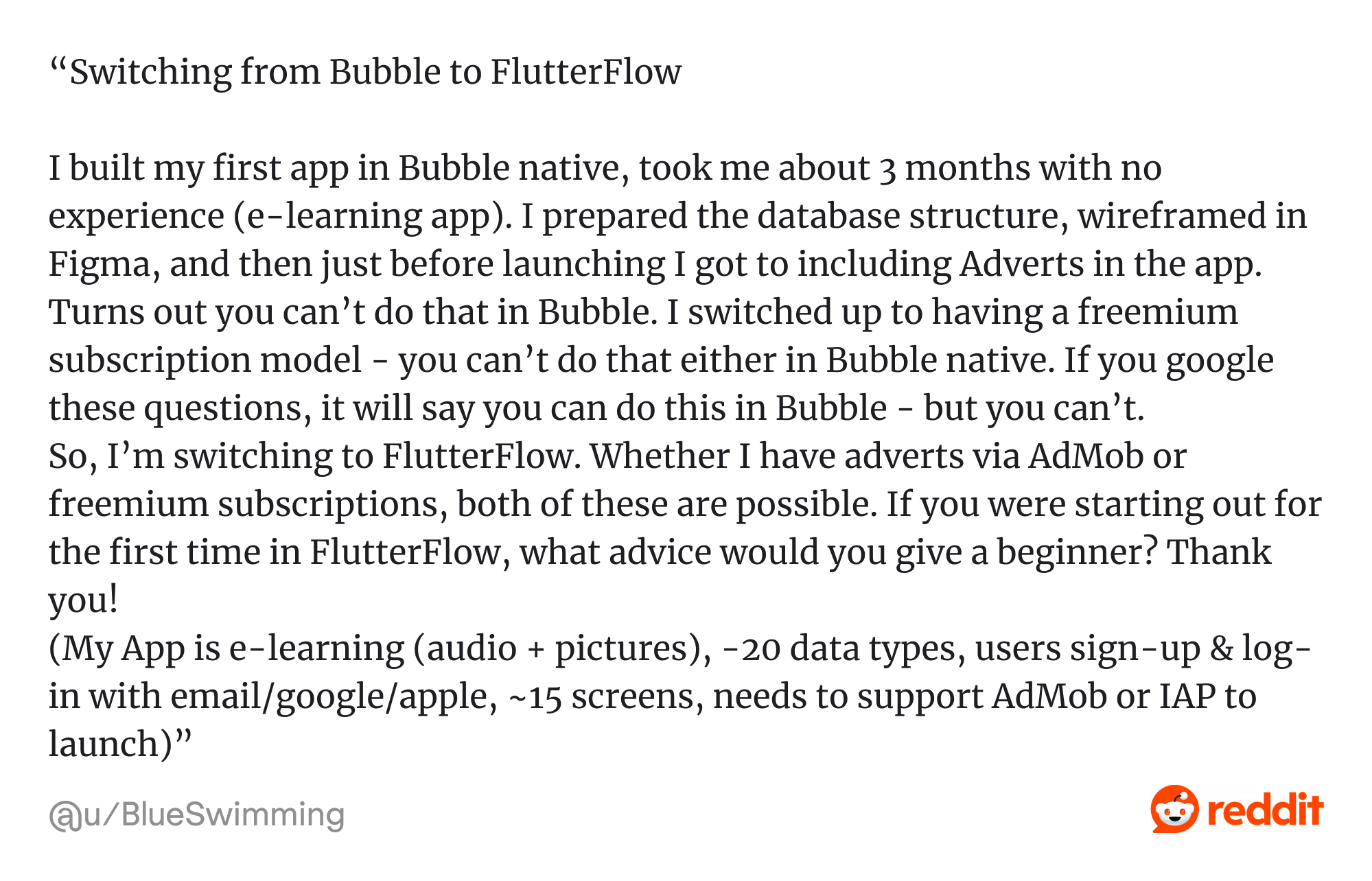 user review on FlutterFlow low-code app builder