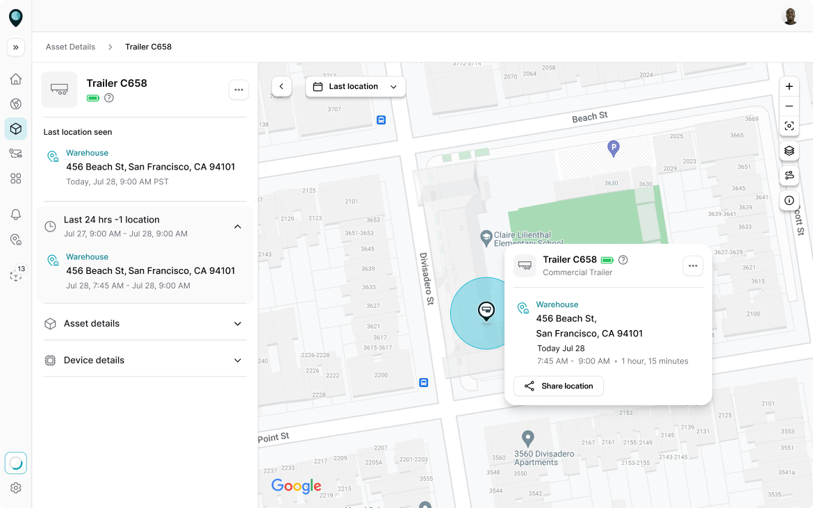 Asset last location details