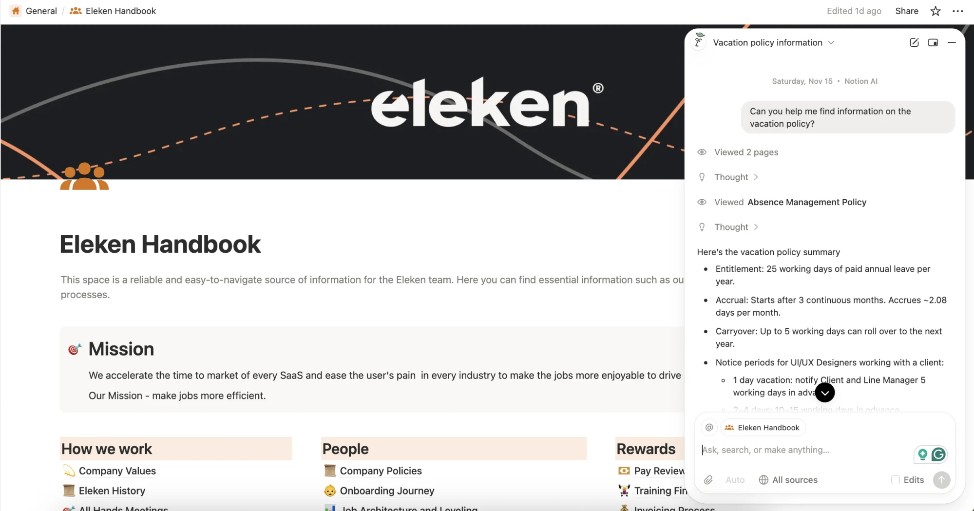 Notion AI chatbot example