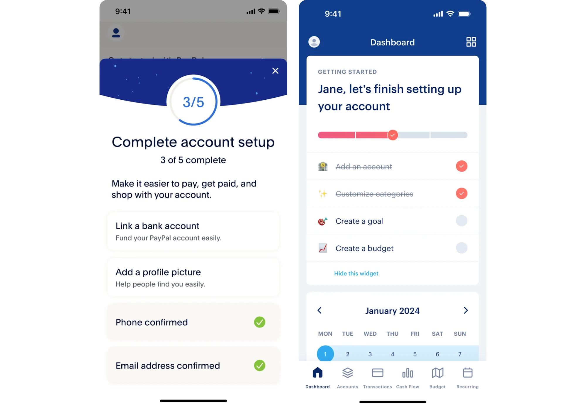 progress bars and step counters in fintech apps