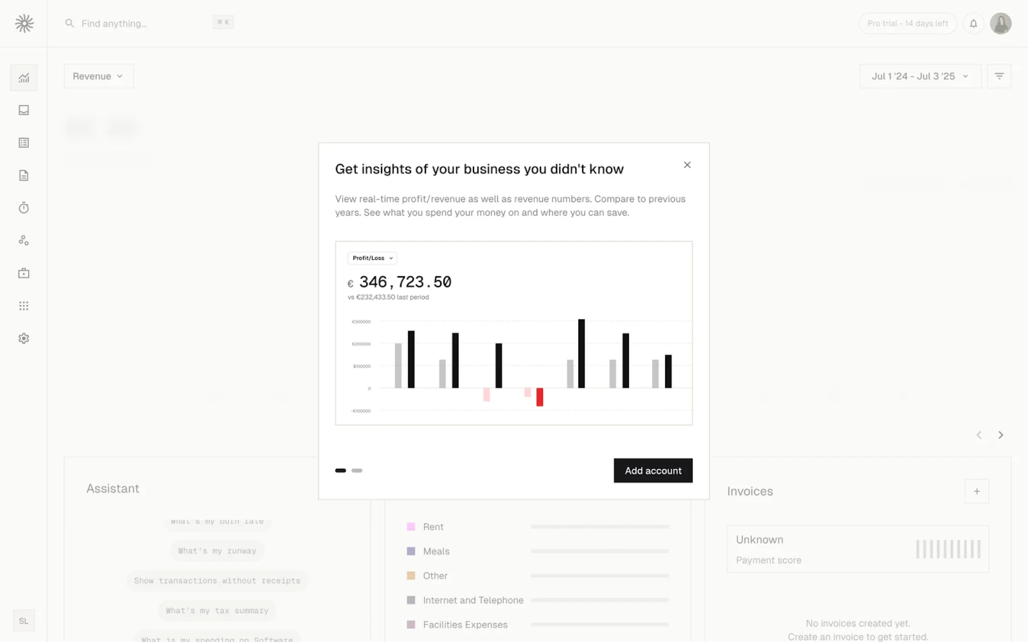 onboarding screen with insights in fintech app