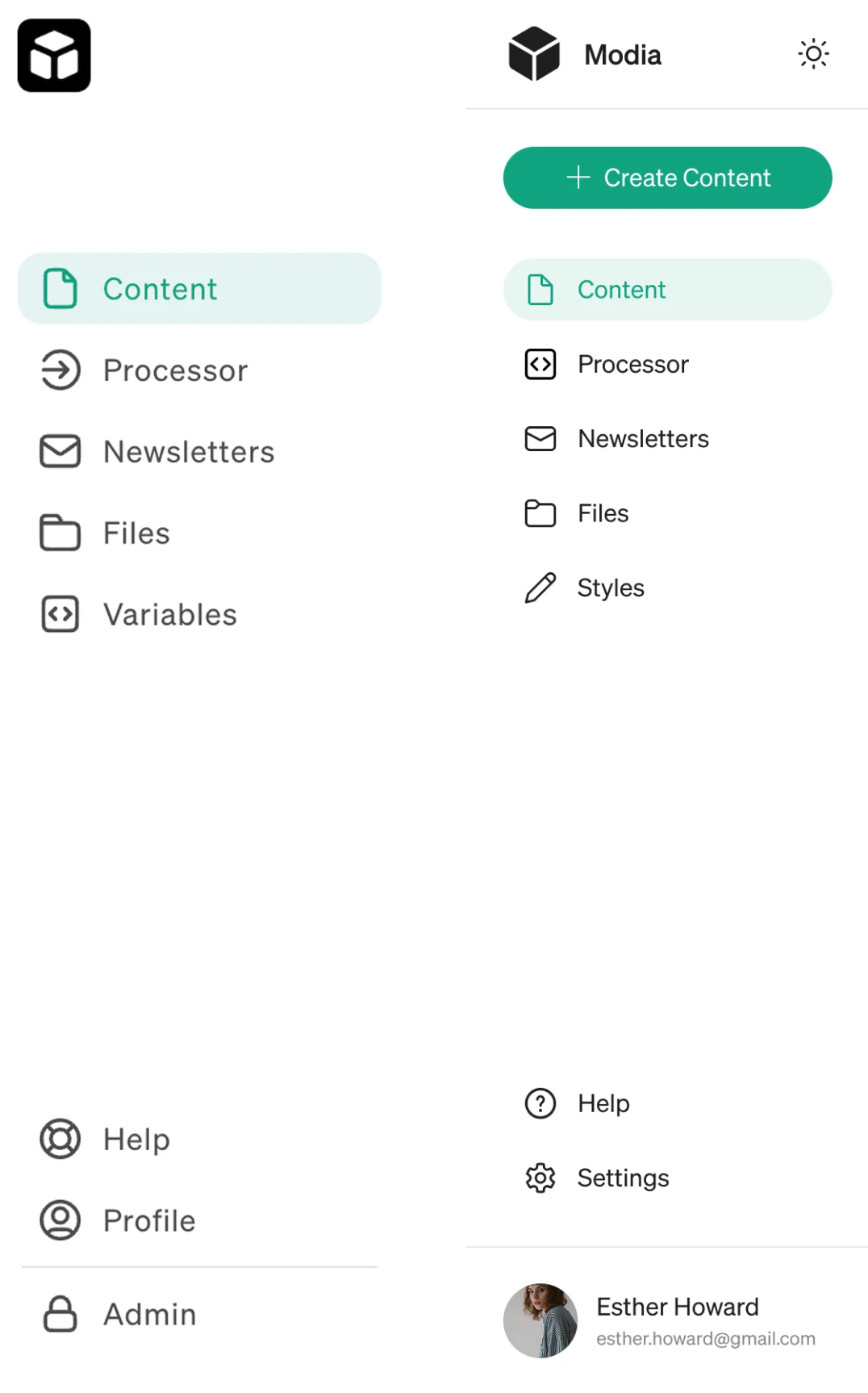 Sidebar navigation before and after redesign