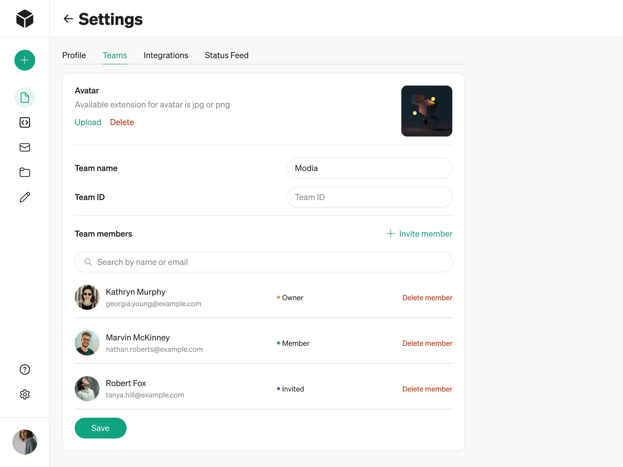 Modia's Teams section