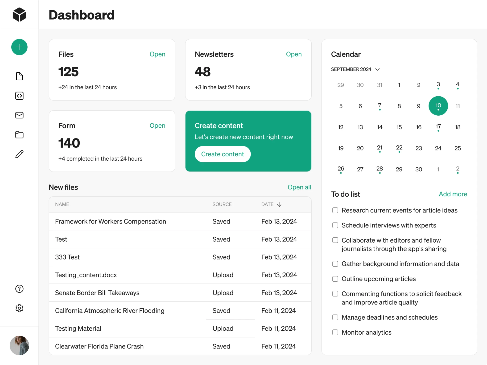 Dashboard design options for Modia