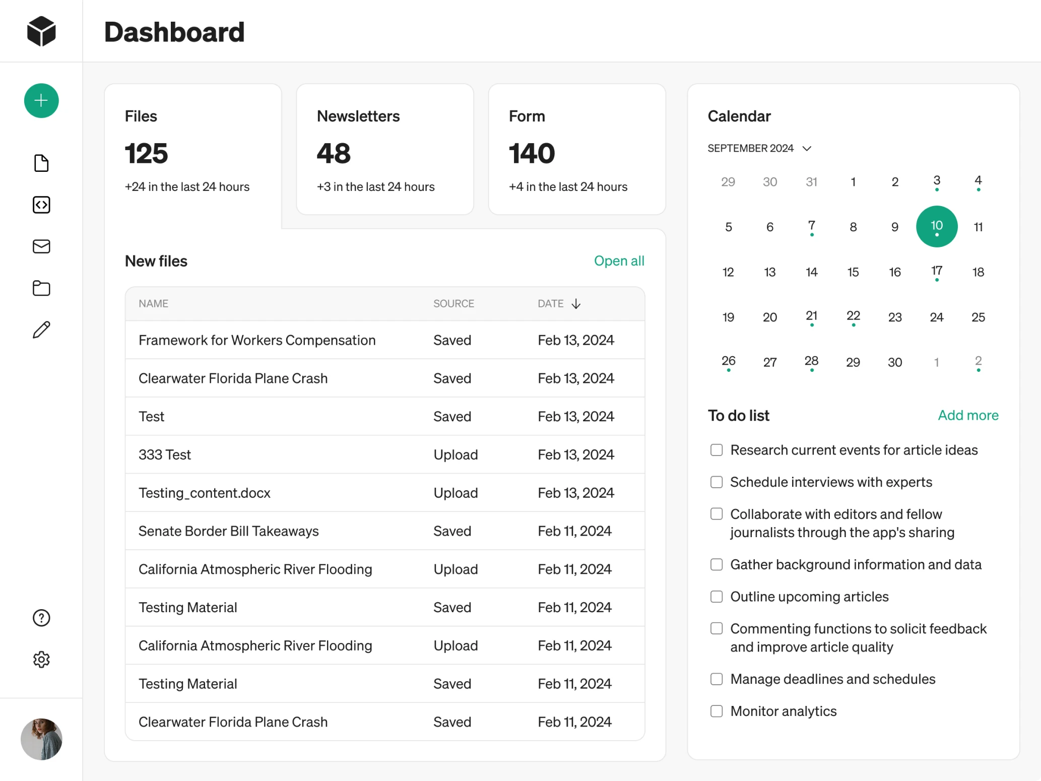 Dashboard design options for Modia
