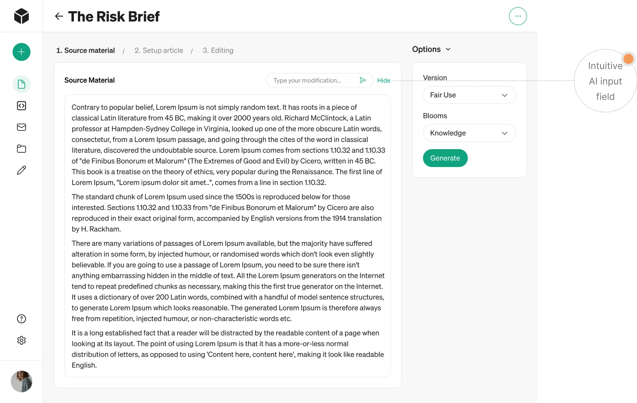 Intuitive AI input field in Modia
