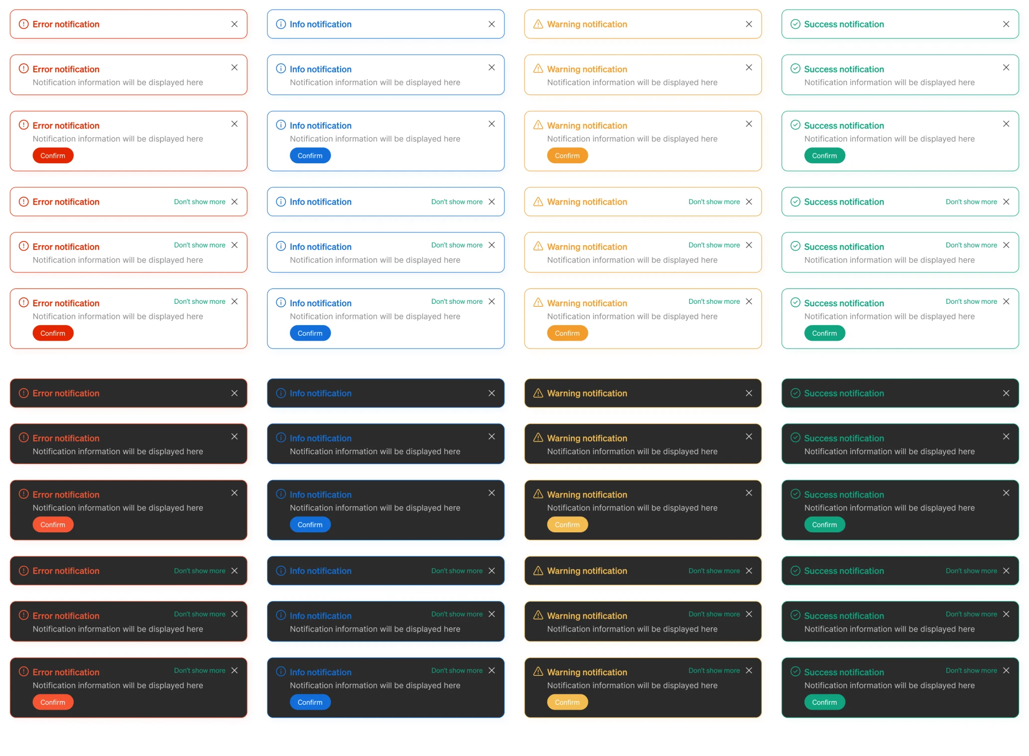 Modia's notifications and error appearance