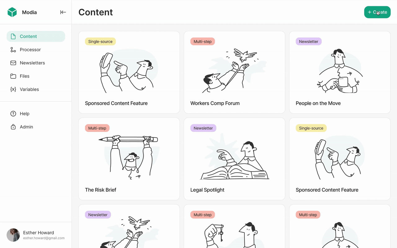 Modia’s user flow after redesign