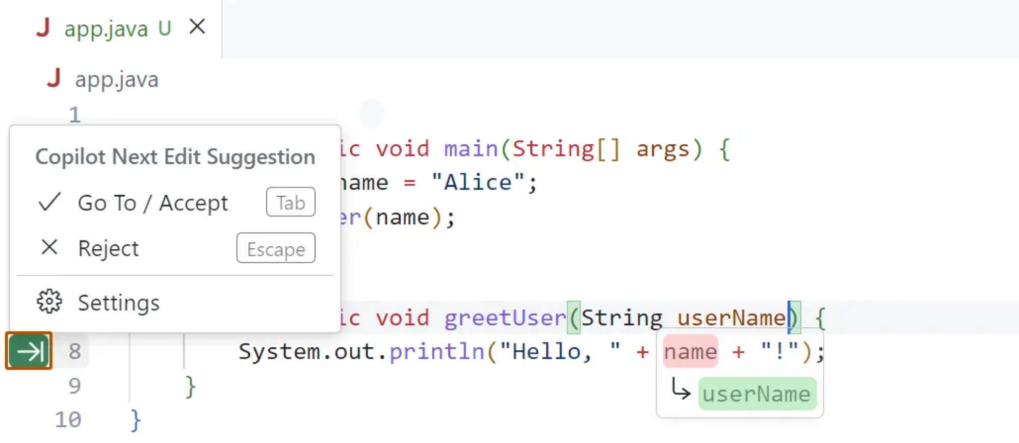 GitHub Copilot code suggestion