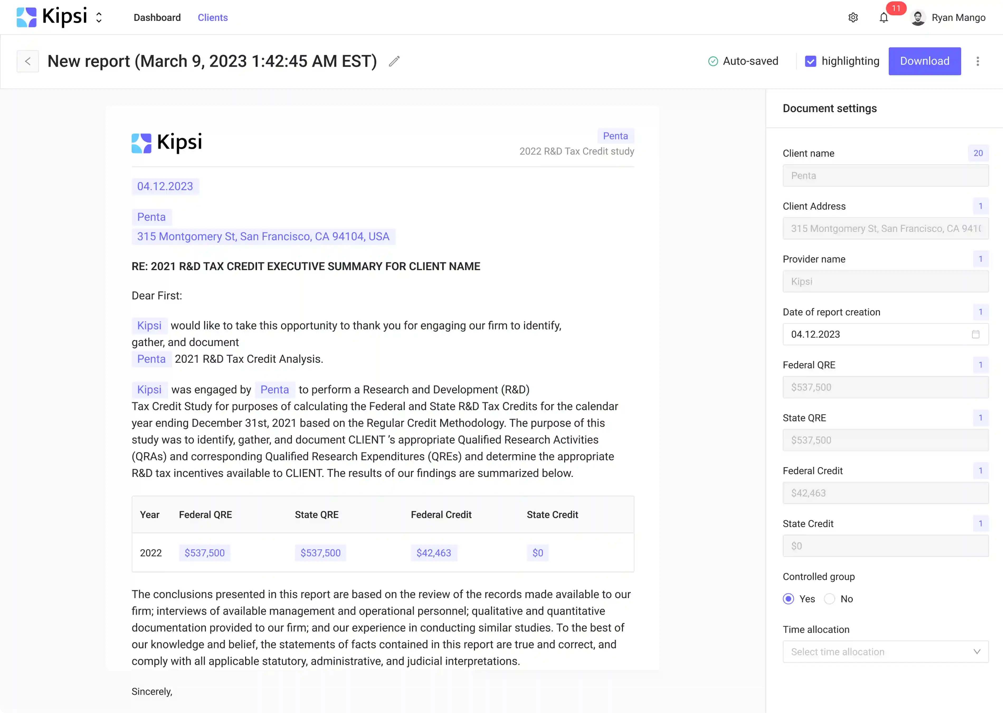 The new report section