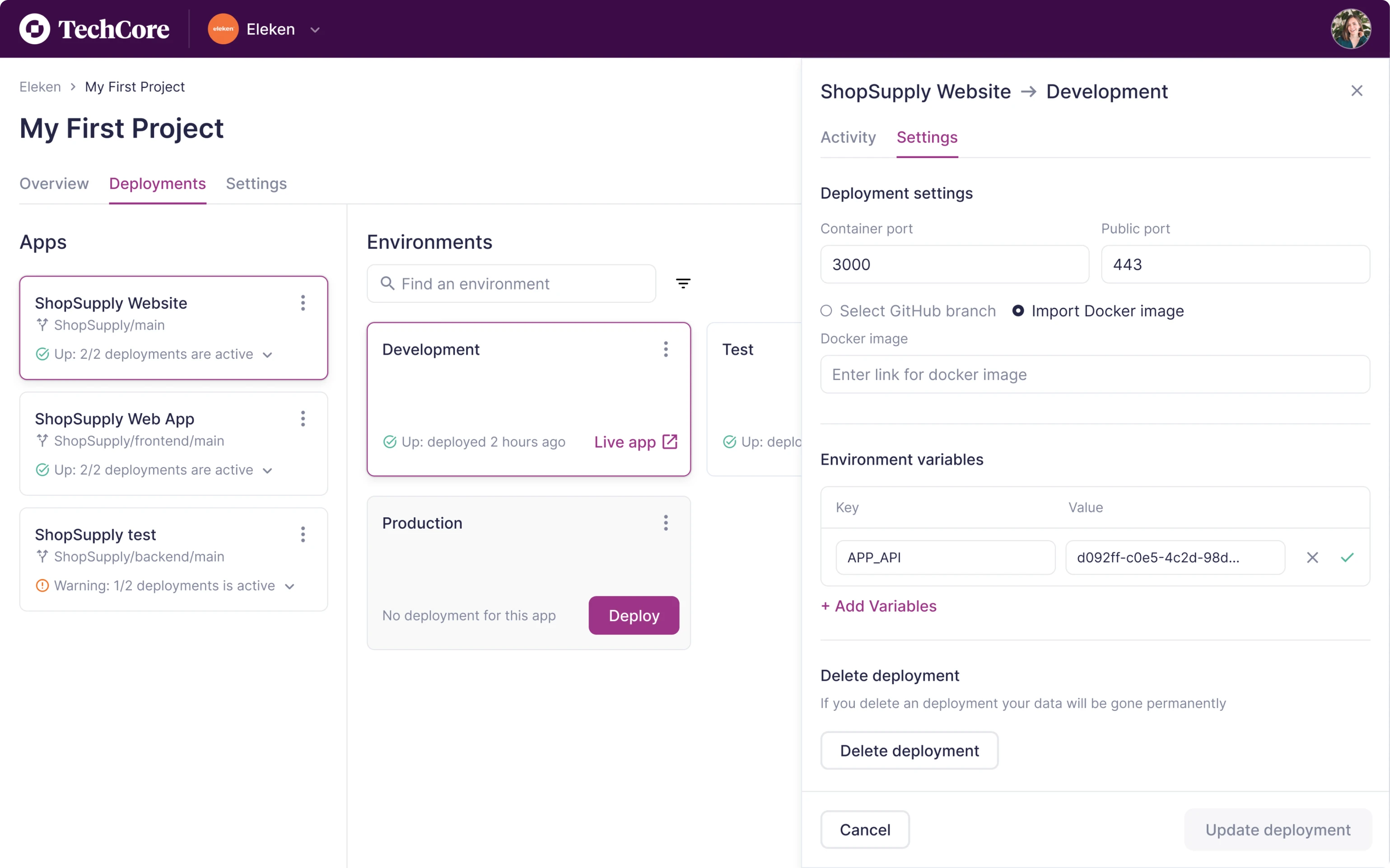UI UX design of a tech SaaS software for developers