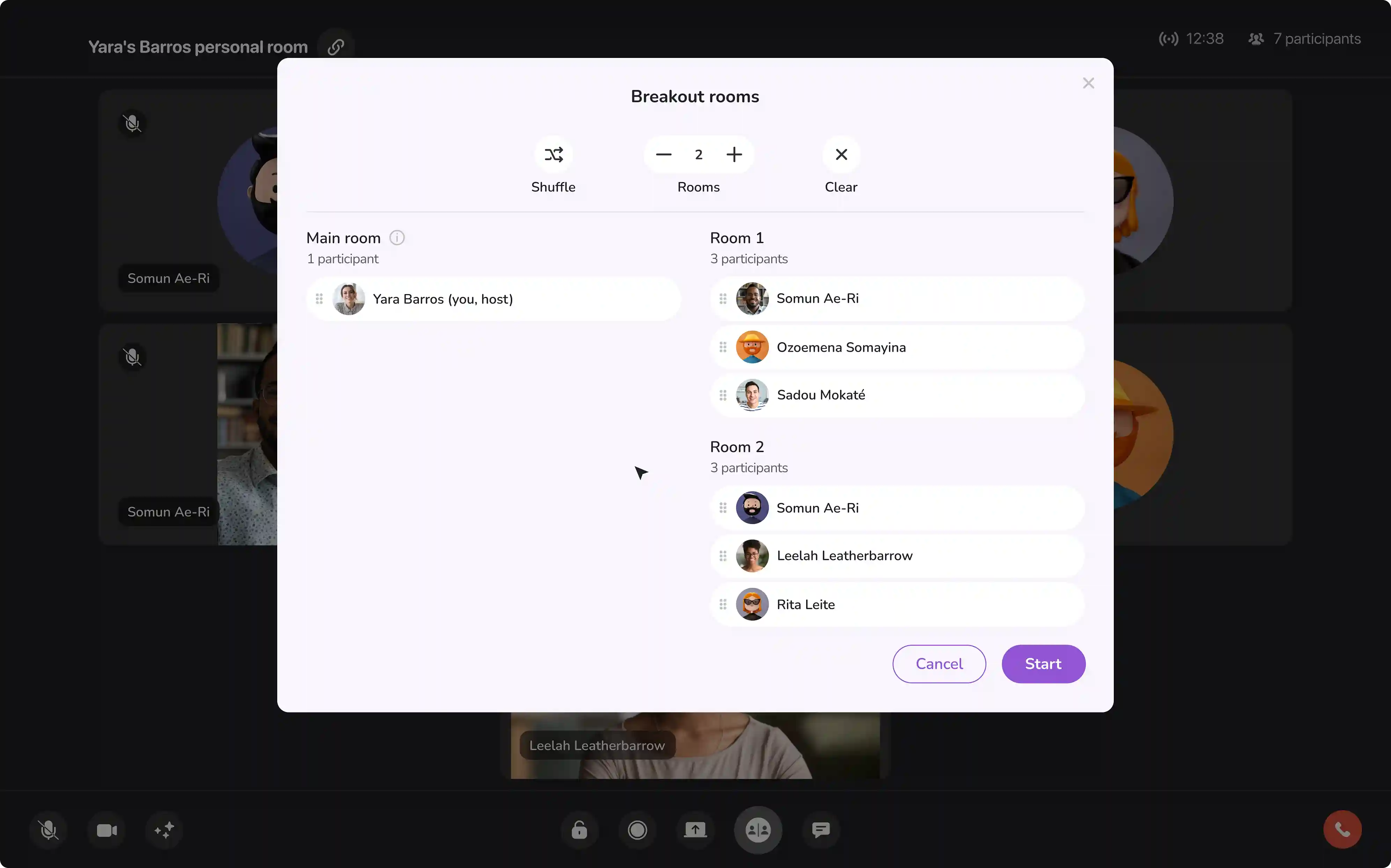 breakout rooms interface