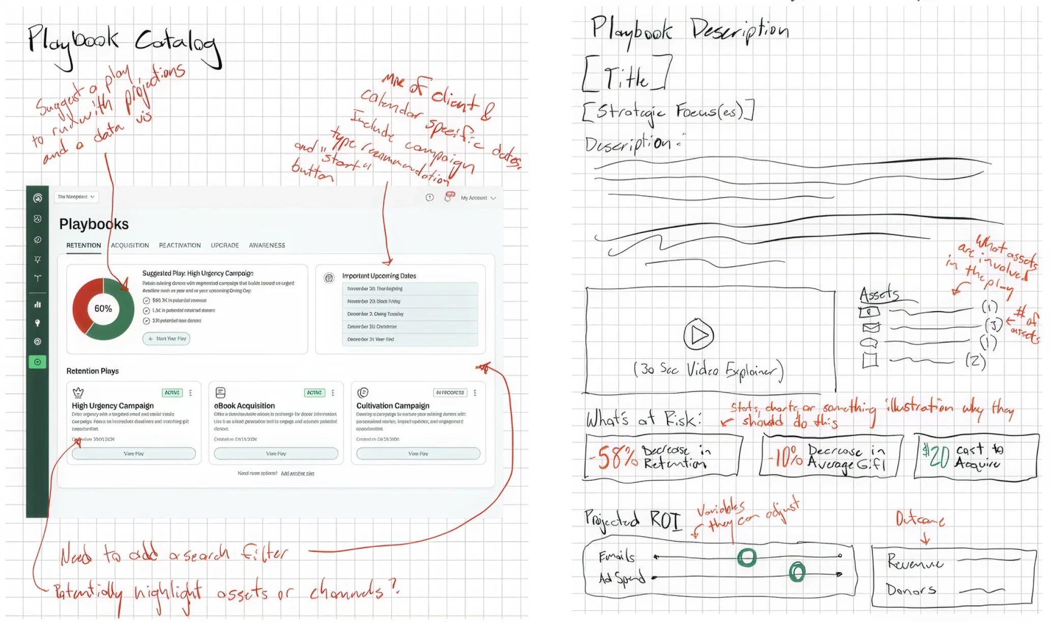 Playbook's sketches from the client