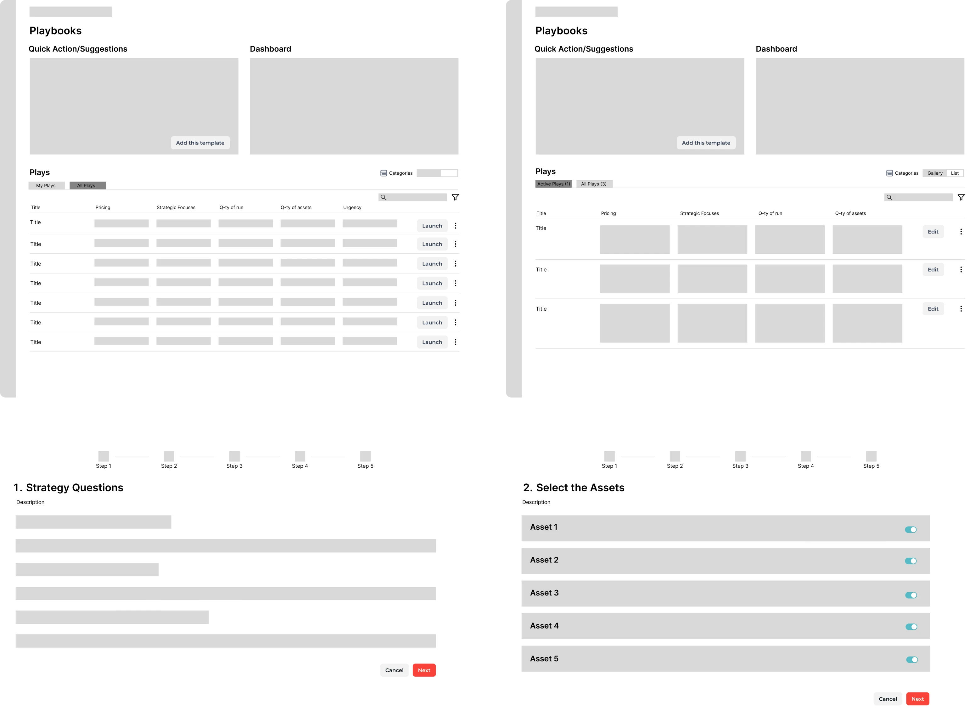 Feature wireframes created by Eleken designer