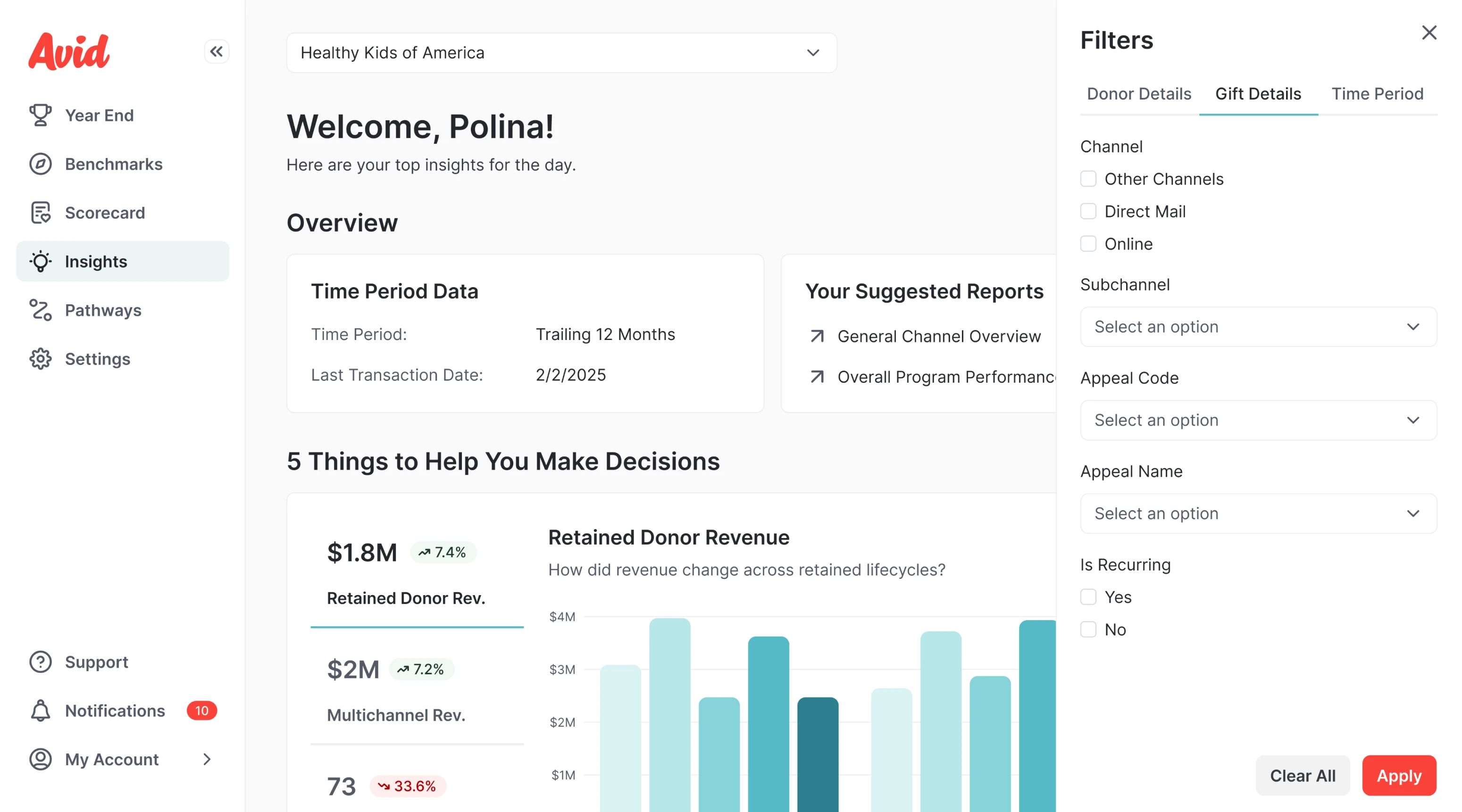 Avid's Insights after the redesign