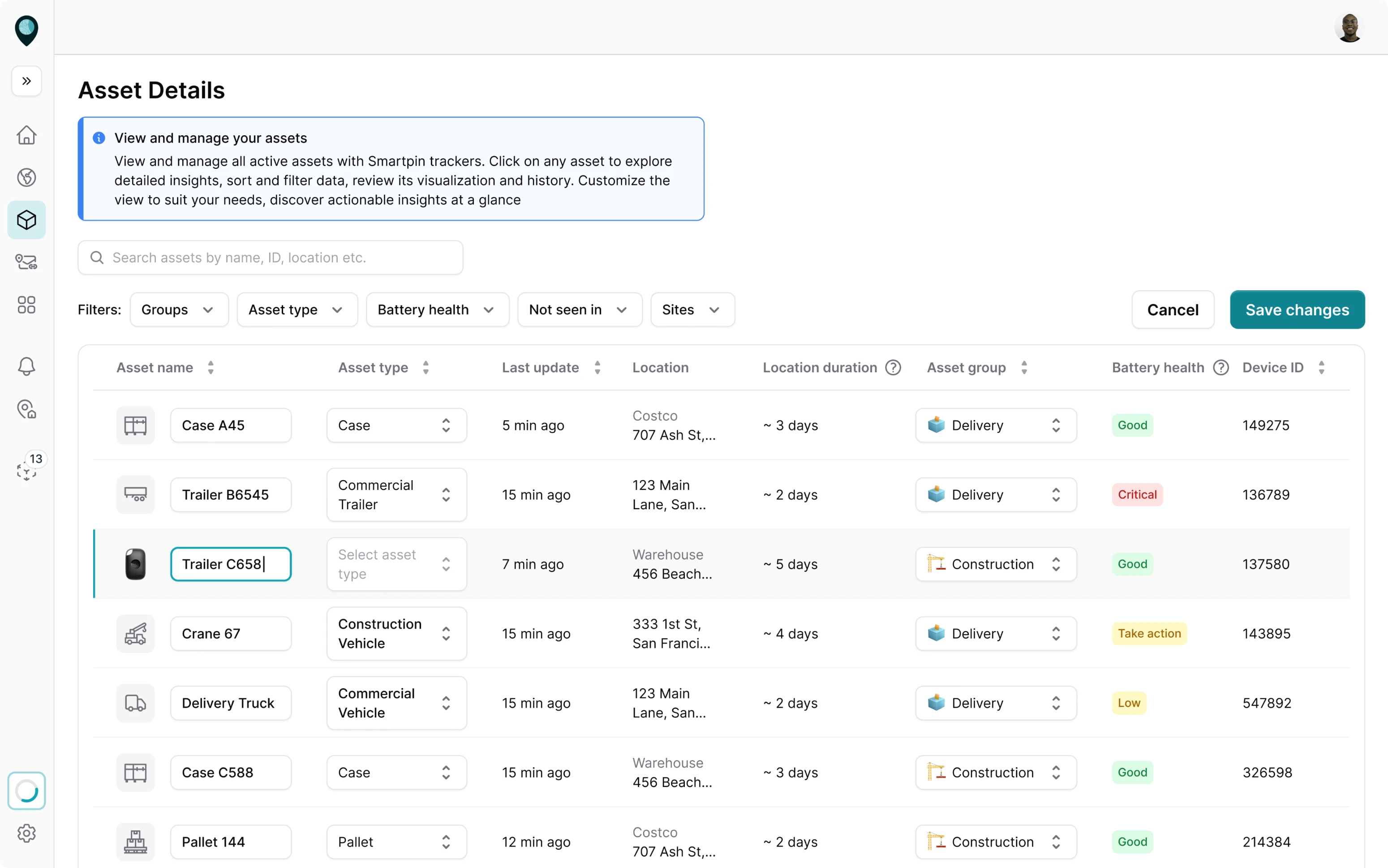 Asset details page design