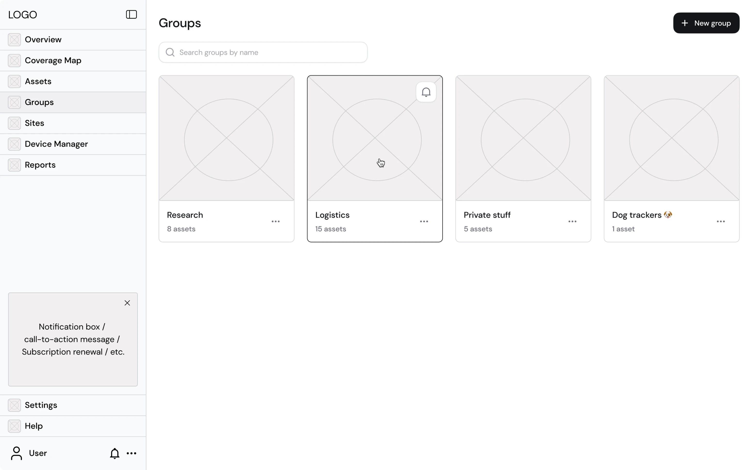 Initial client design requirements for group organization