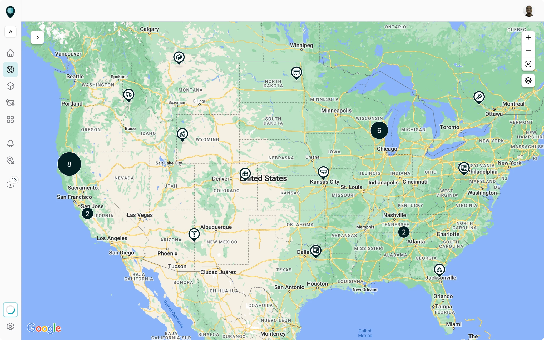 Full-screen map view
