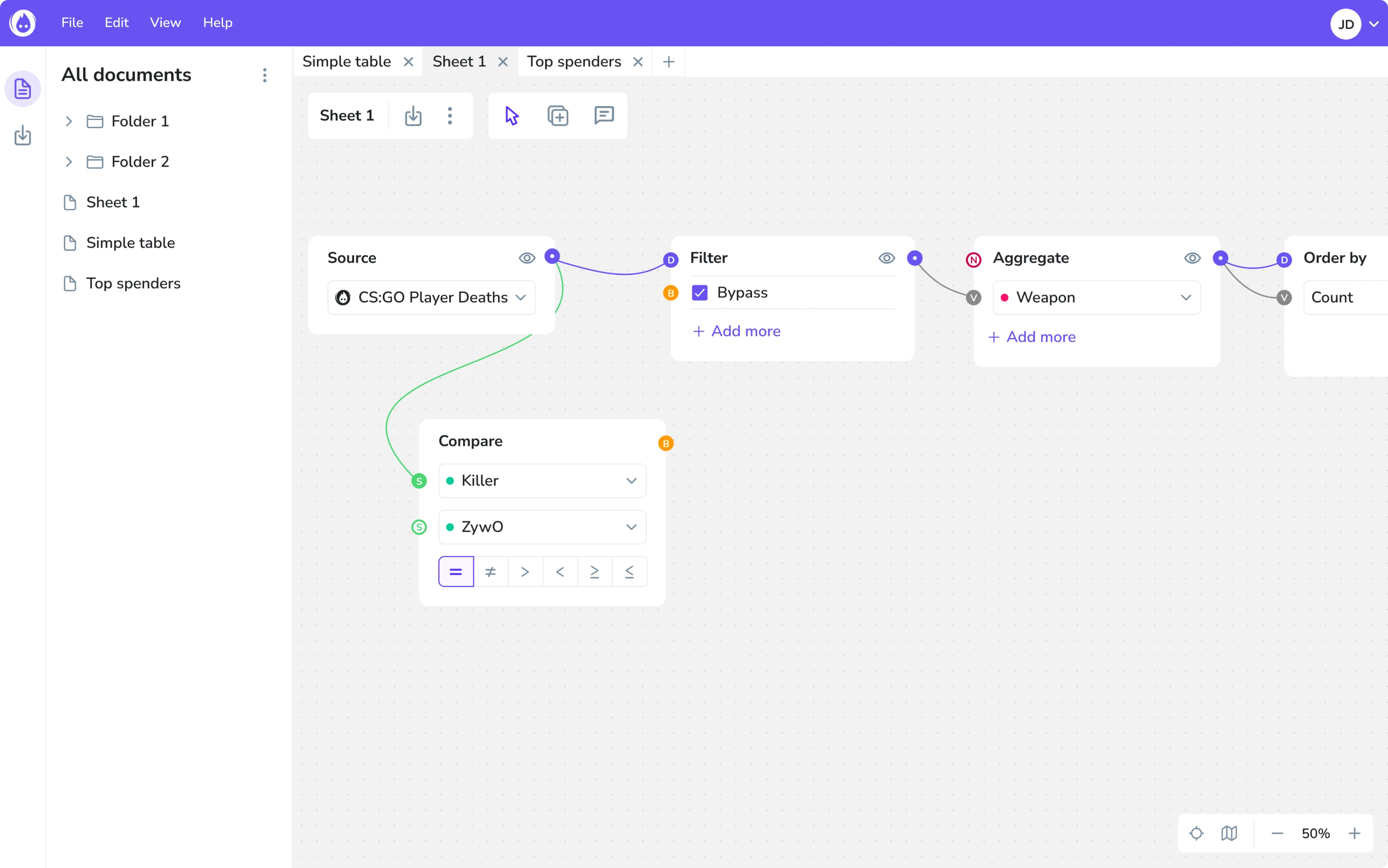 second version of the screen Datawisp