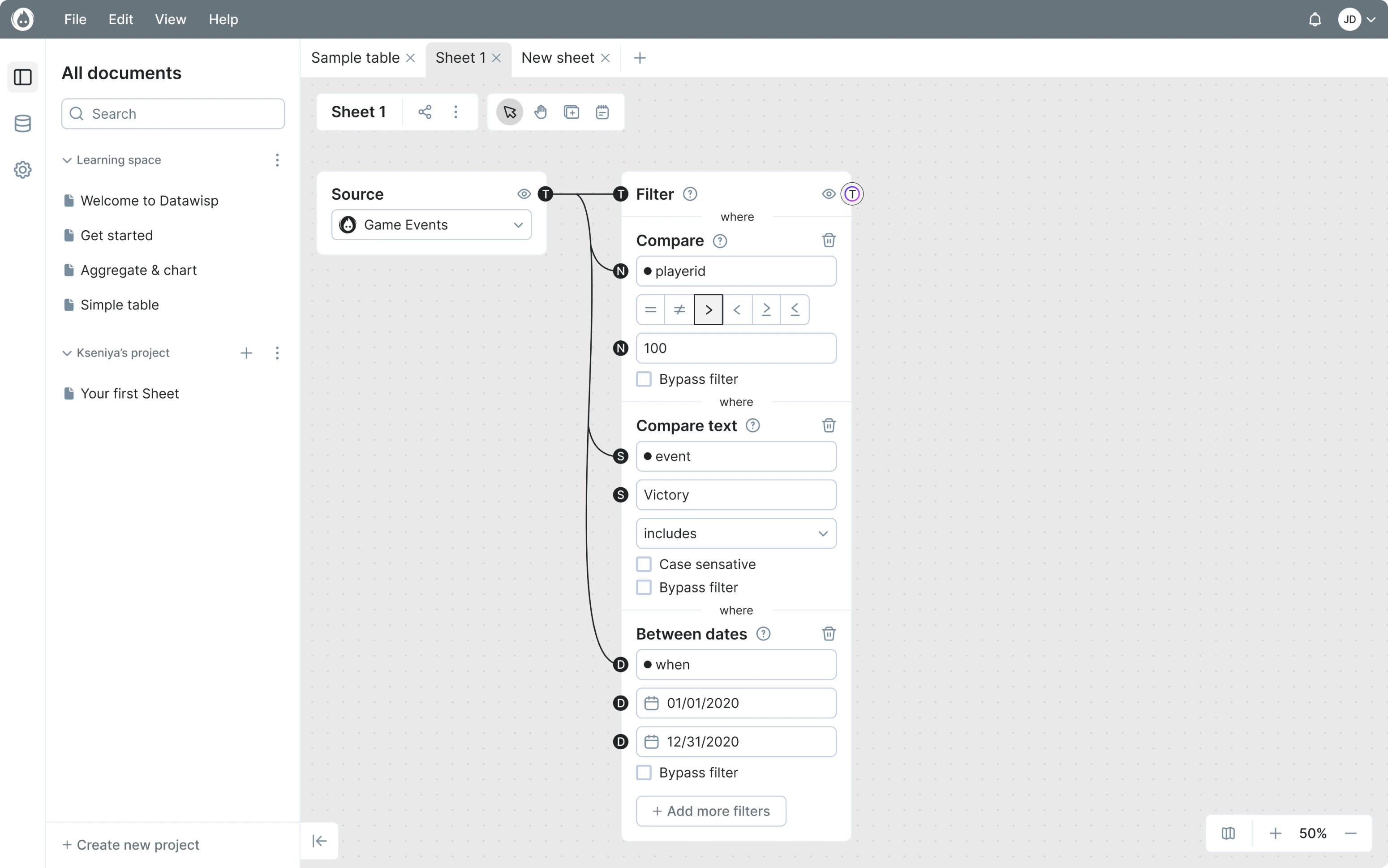 Datawisp’s third high-fidelity wireframe example
